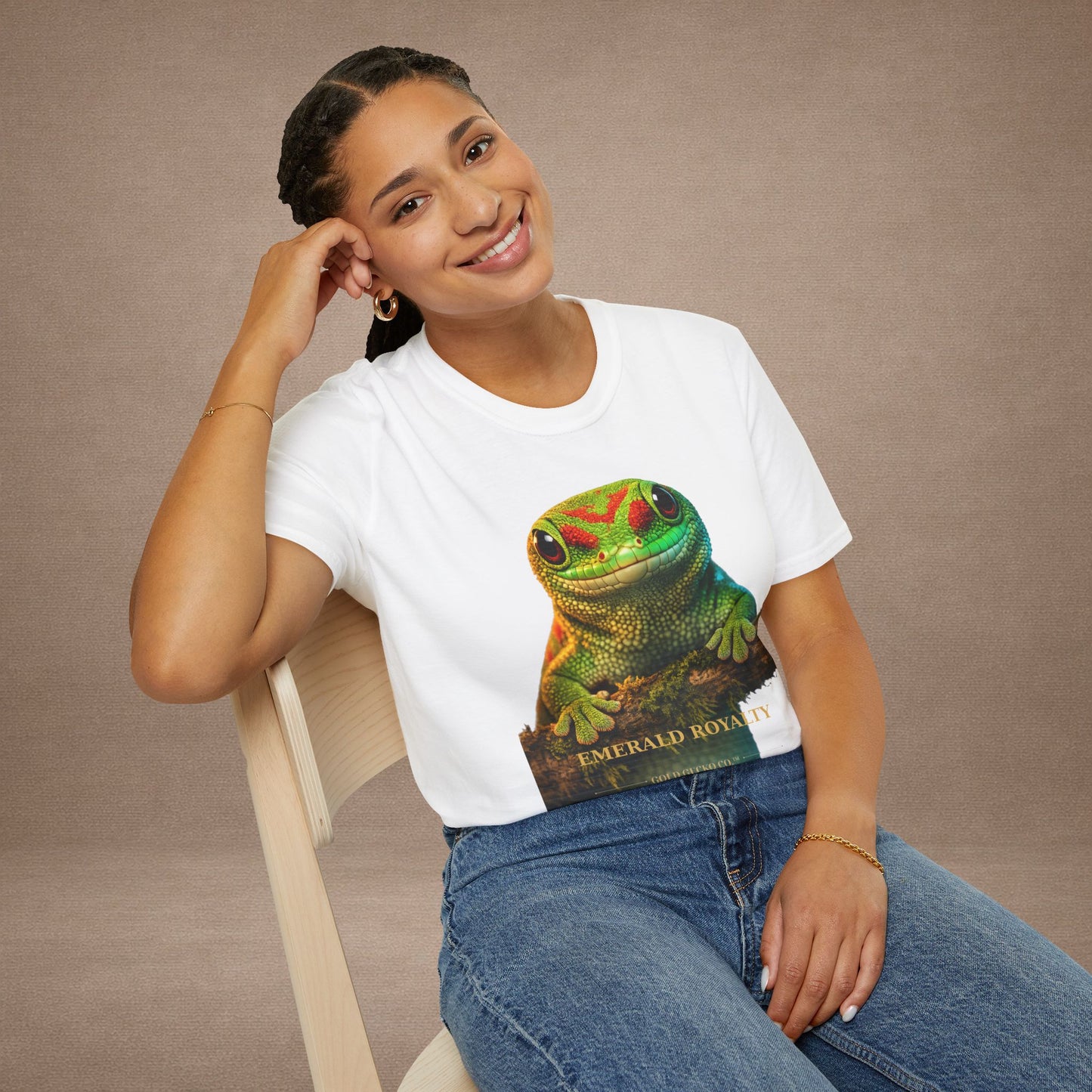 Day Gecko — Emerald Royalty — photoreal reptile portraits — the ultimate herp appreciation. Gold Gecko Co. Reptile Roll Call collection.