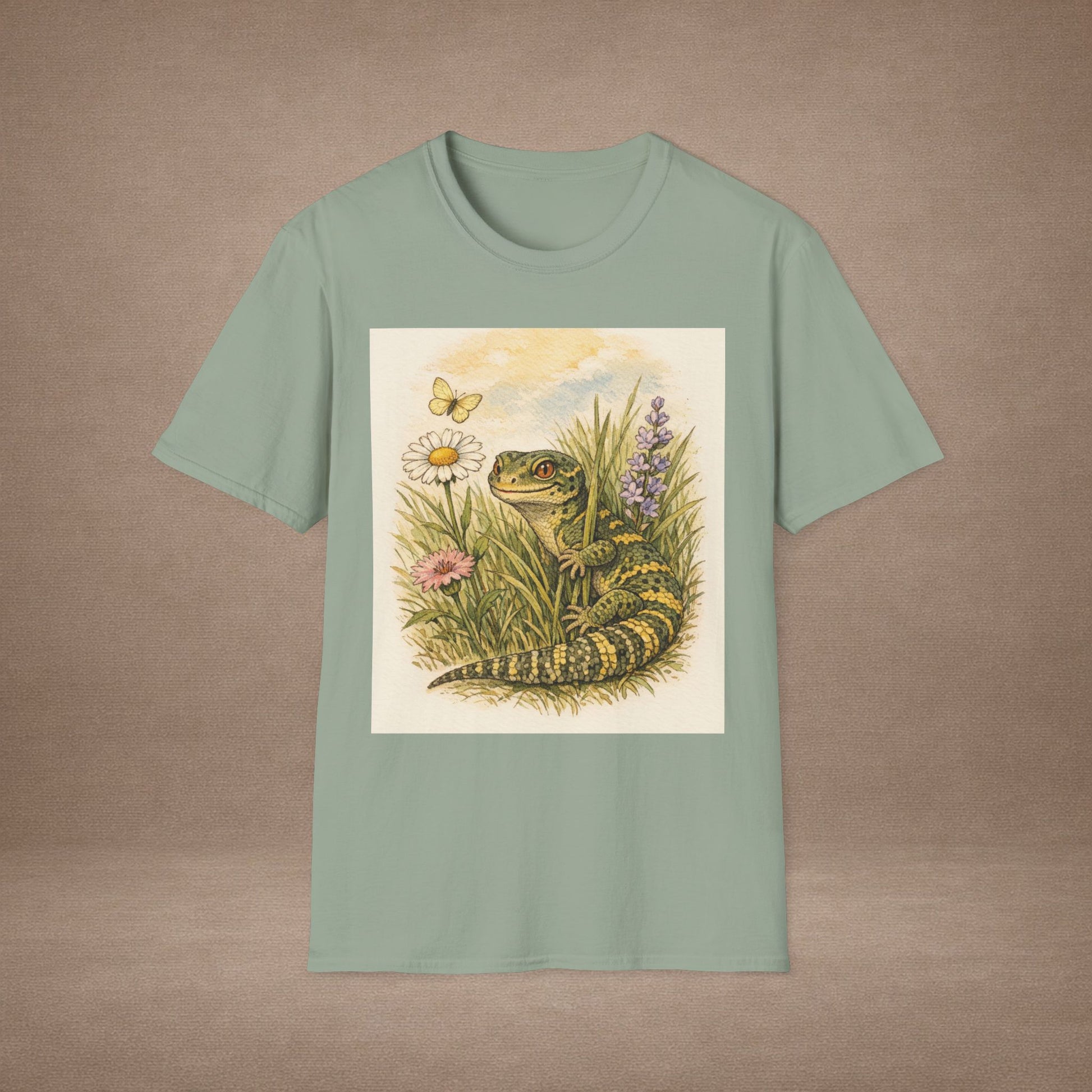 Field of Wildflowers cottagecore gecko t-shirt · Garden Gecko · Gold Gecko Co.
