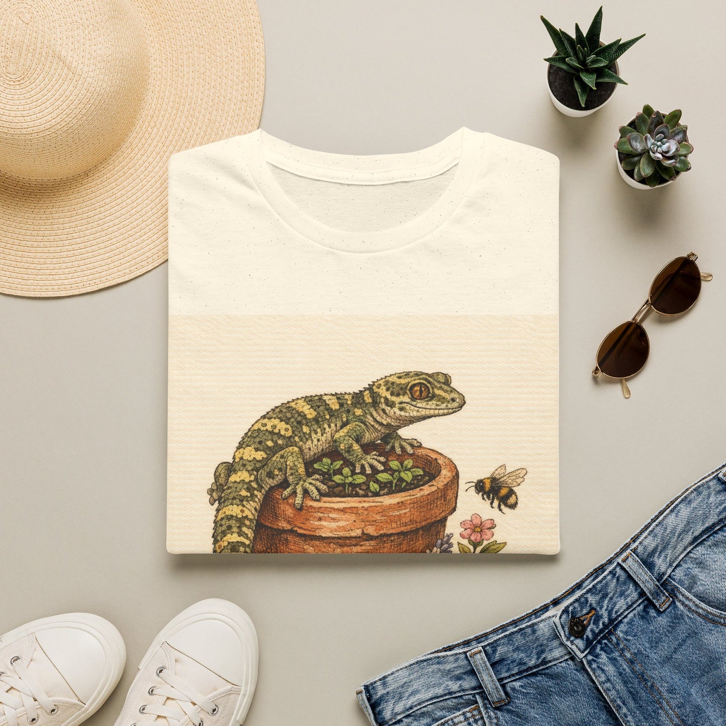 Cottage Windowsill cottagecore gecko t-shirt · Garden Gecko · Gold Gecko Co.
