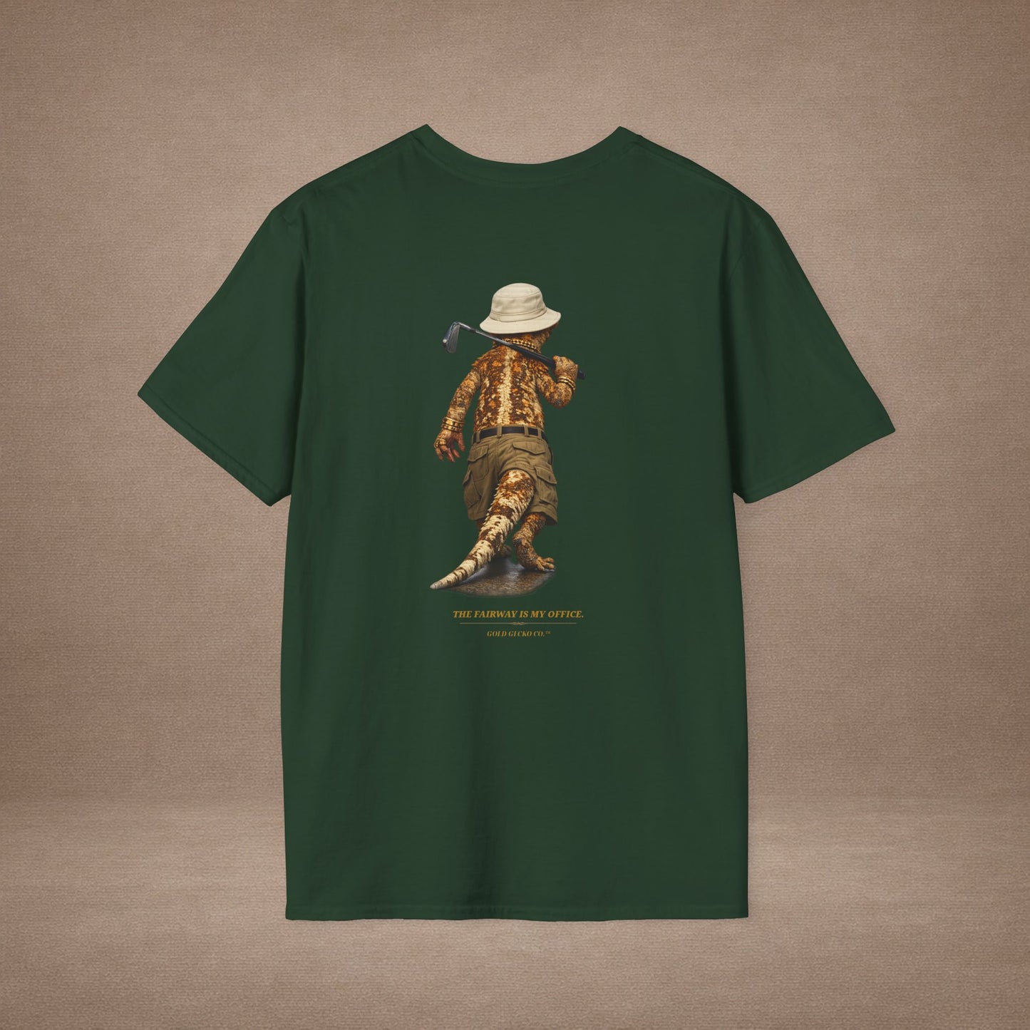 DESIGN #03-2-1 - Golf Dad (Crested - Golf Hat, Tan Shorts, Club, Grass)
