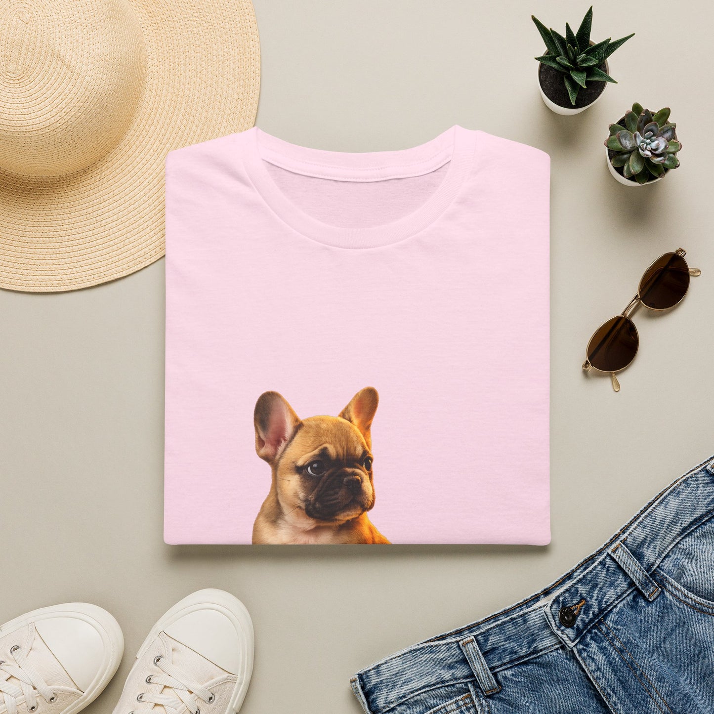 French Bulldog — Small But Mighty — cinematic photoreal portraits of beloved dog breeds paired w. Gold Gecko Co. Puppies & Geckos collection.