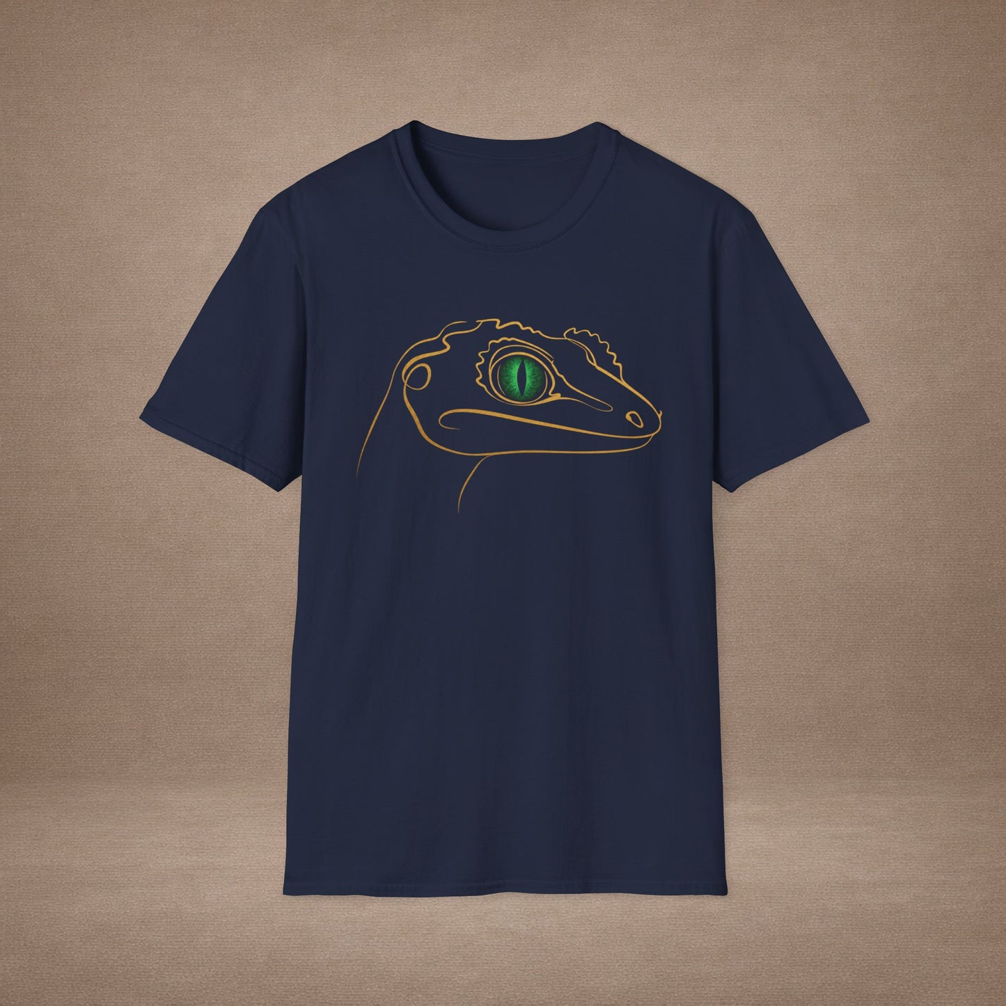Emerald Gecko single-line art with emerald green gem eye — Gold Gecko Co. Line & Gold collection (Dark)