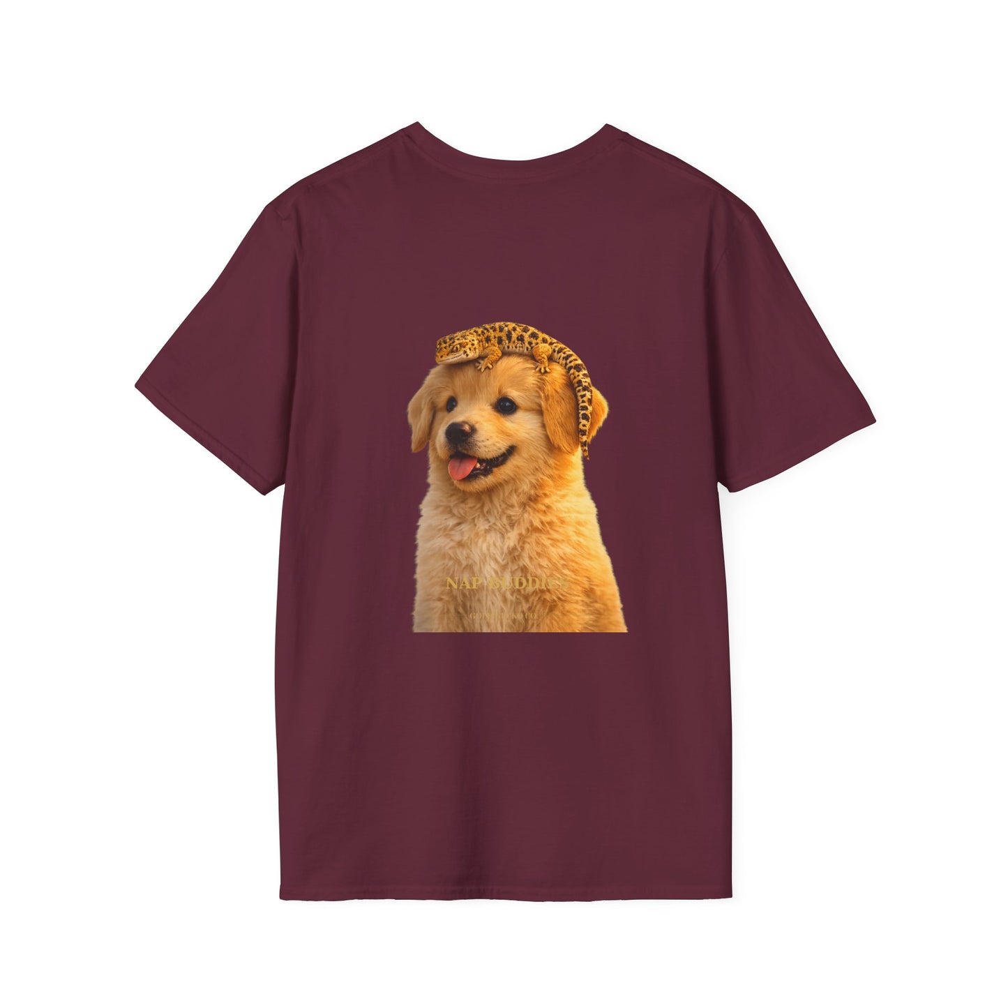 Golden Retriever — Nap Buddies — cinematic photoreal portraits of beloved dog breeds paired w. Gold Gecko Co. Puppies & Geckos collection.