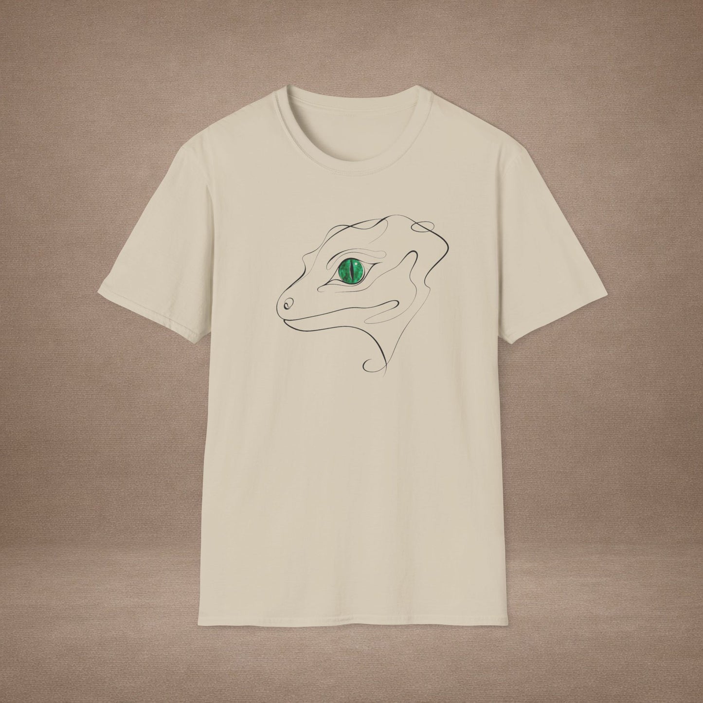 Emerald Gecko single-line art with emerald green gem eye — Gold Gecko Co. Line & Gold collection (Light)