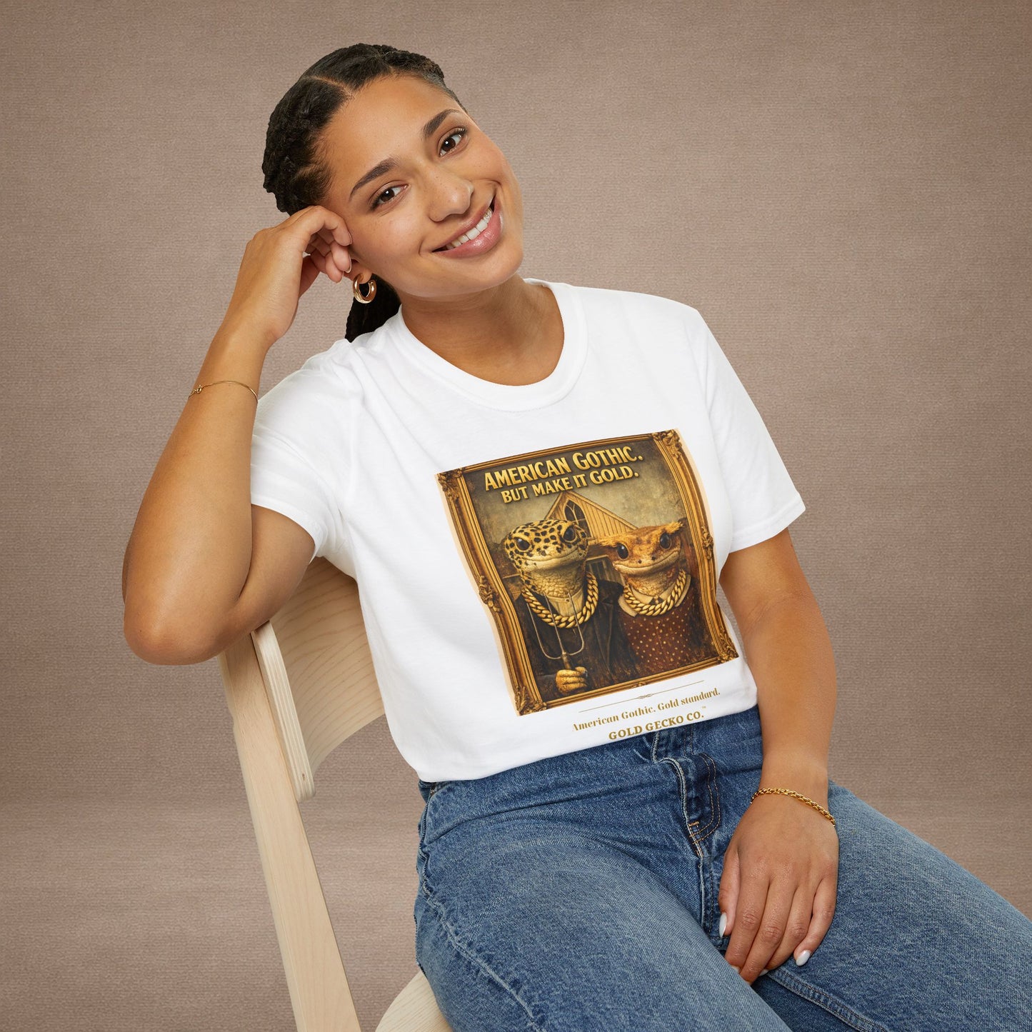 Design #col19-2 American Gothic Gecko — Fine Art Tee