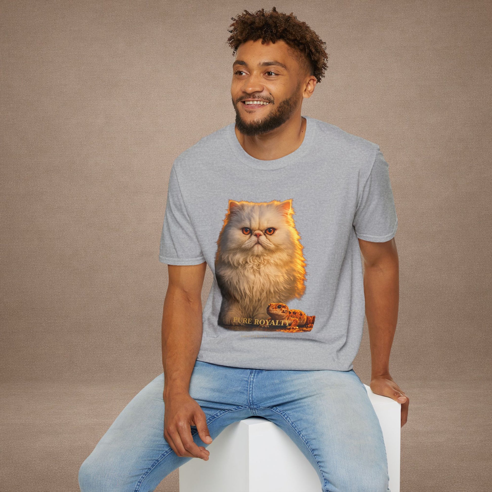 Persian — Pure Royalty — photoreal cat breed portraits paired with tiny gecko compani. Gold Gecko Co. Cats & Geckos collection.