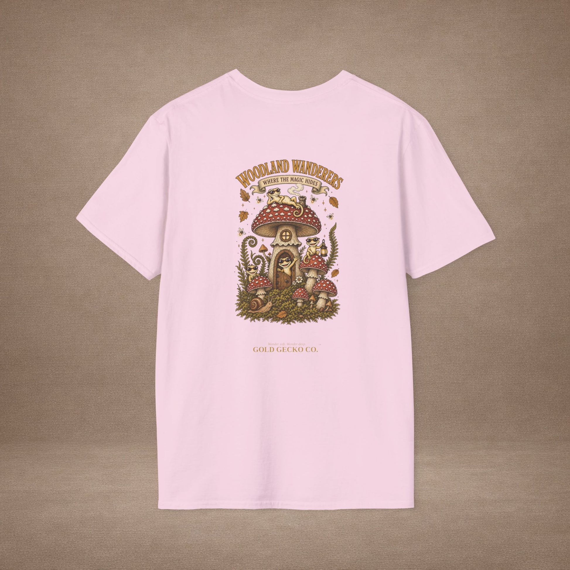 Toadstool Trip cottagecore mushroom & gecko t-shirt — Gold Gecko Co.