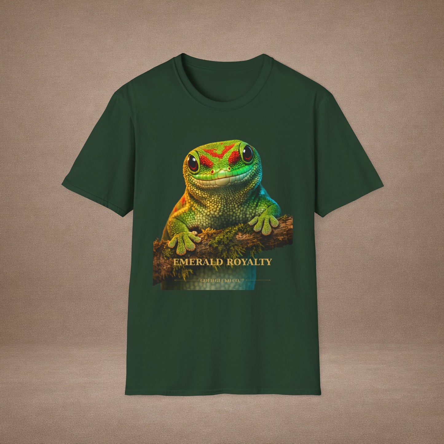 Day Gecko — Emerald Royalty — photoreal reptile portraits — the ultimate herp appreciation. Gold Gecko Co. Reptile Roll Call collection.