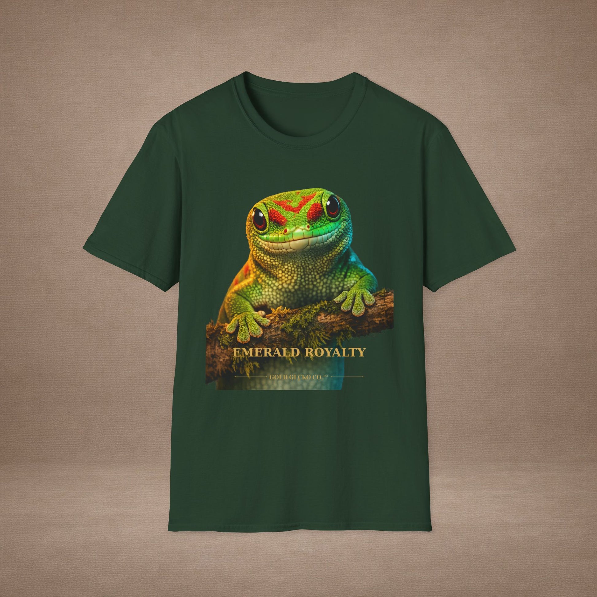 Day Gecko — Emerald Royalty — photoreal reptile portraits — the ultimate herp appreciation. Gold Gecko Co. Reptile Roll Call collection.