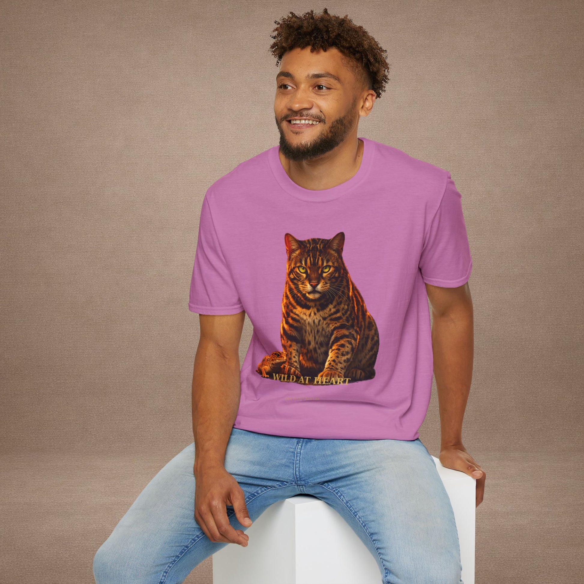 Bengal — Wild At Heart — photoreal cat breed portraits paired with tiny gecko compani. Gold Gecko Co. Cats & Geckos collection.