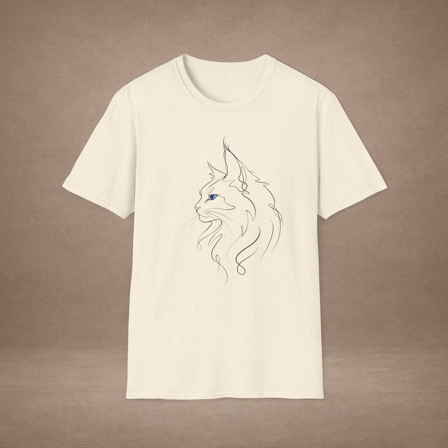 Sapphire Maine Coon single-line art with sapphire blue gem eye — Gold Gecko Co. Line & Gold collection (Light)