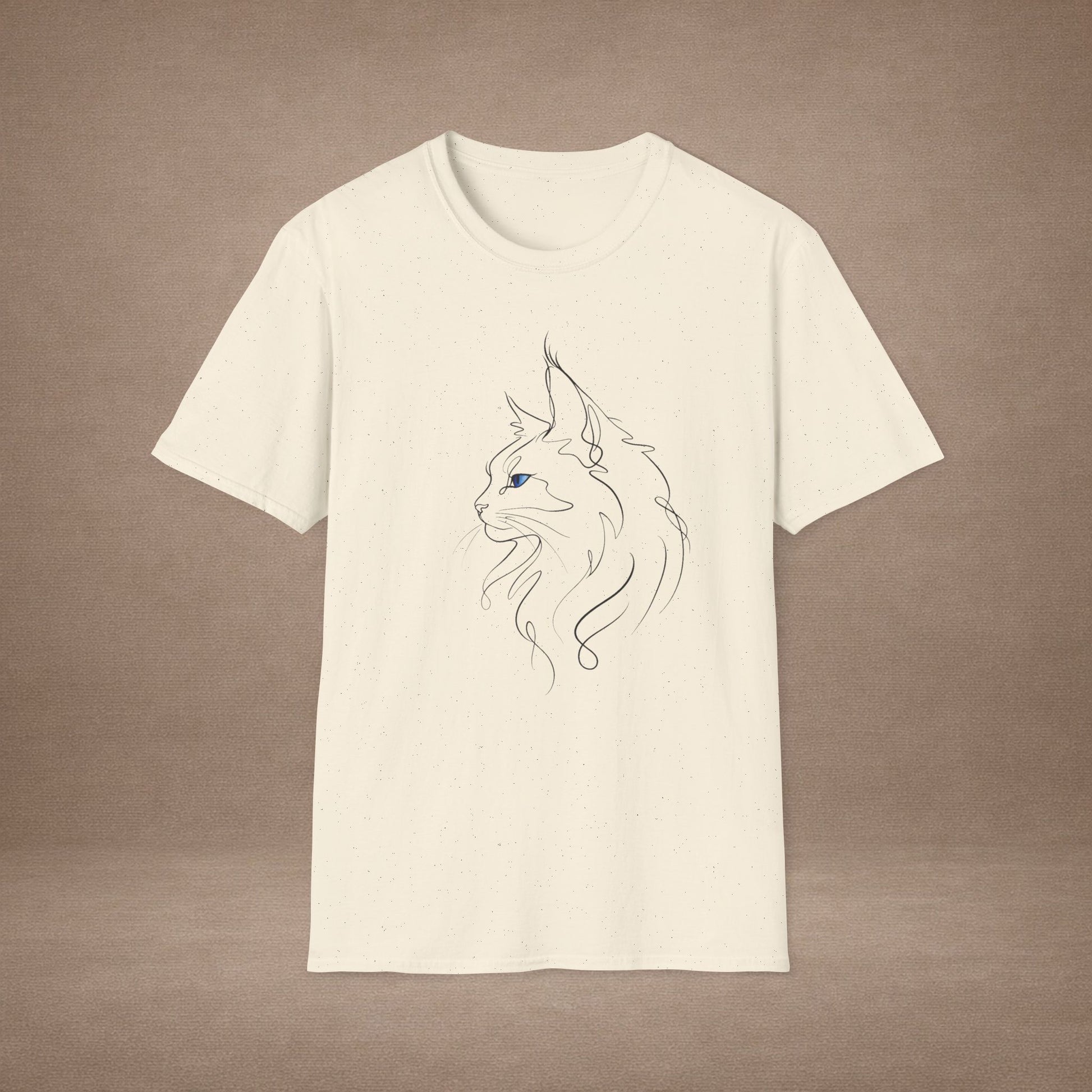Sapphire Maine Coon single-line art with sapphire blue gem eye — Gold Gecko Co. Line & Gold collection (Light)