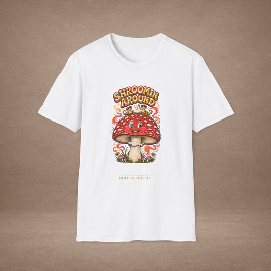 Shroomin' Around cottagecore mushroom & gecko t-shirt — Gold Gecko Co.