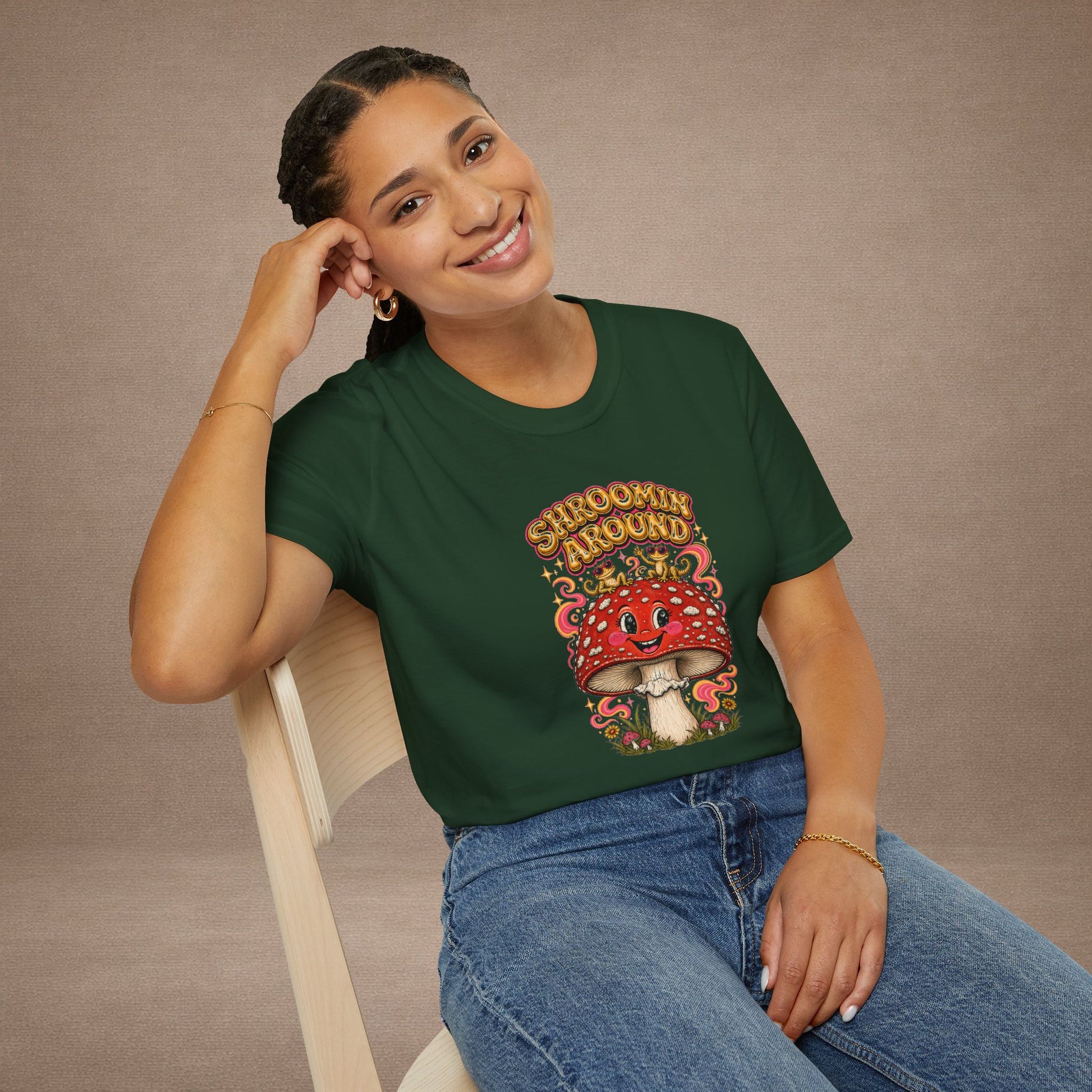 Shroomin' Around cottagecore mushroom & gecko t-shirt — Gold Gecko Co.
