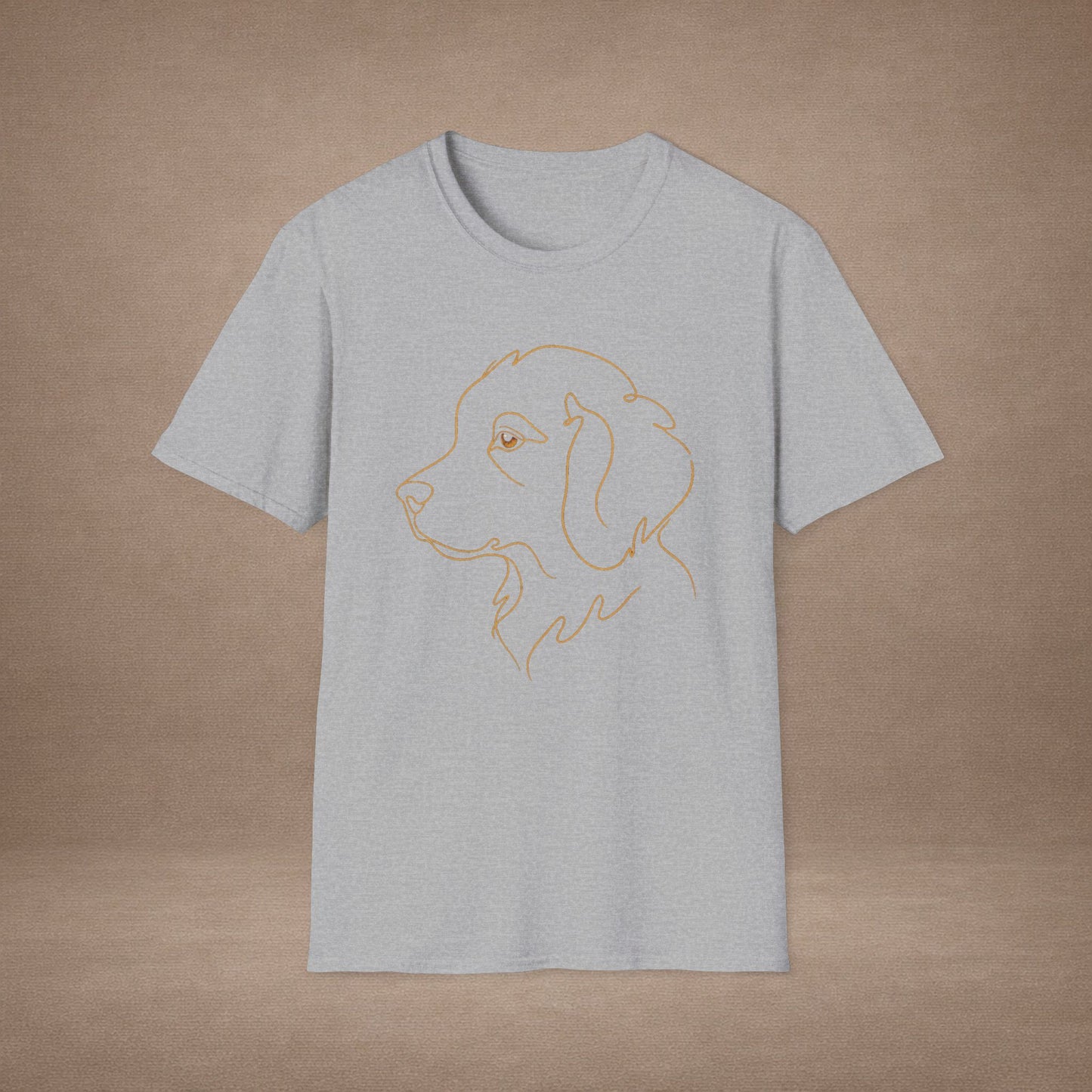 Topaz Golden Retriever single-line art with topaz gold gem eye — Gold Gecko Co. Line & Gold collection (Dark)