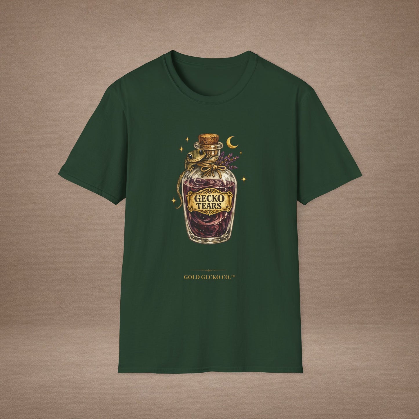 Gecko Tears apothecary witchy t-shirt · Moon Phase Coven · Gold Gecko Co.