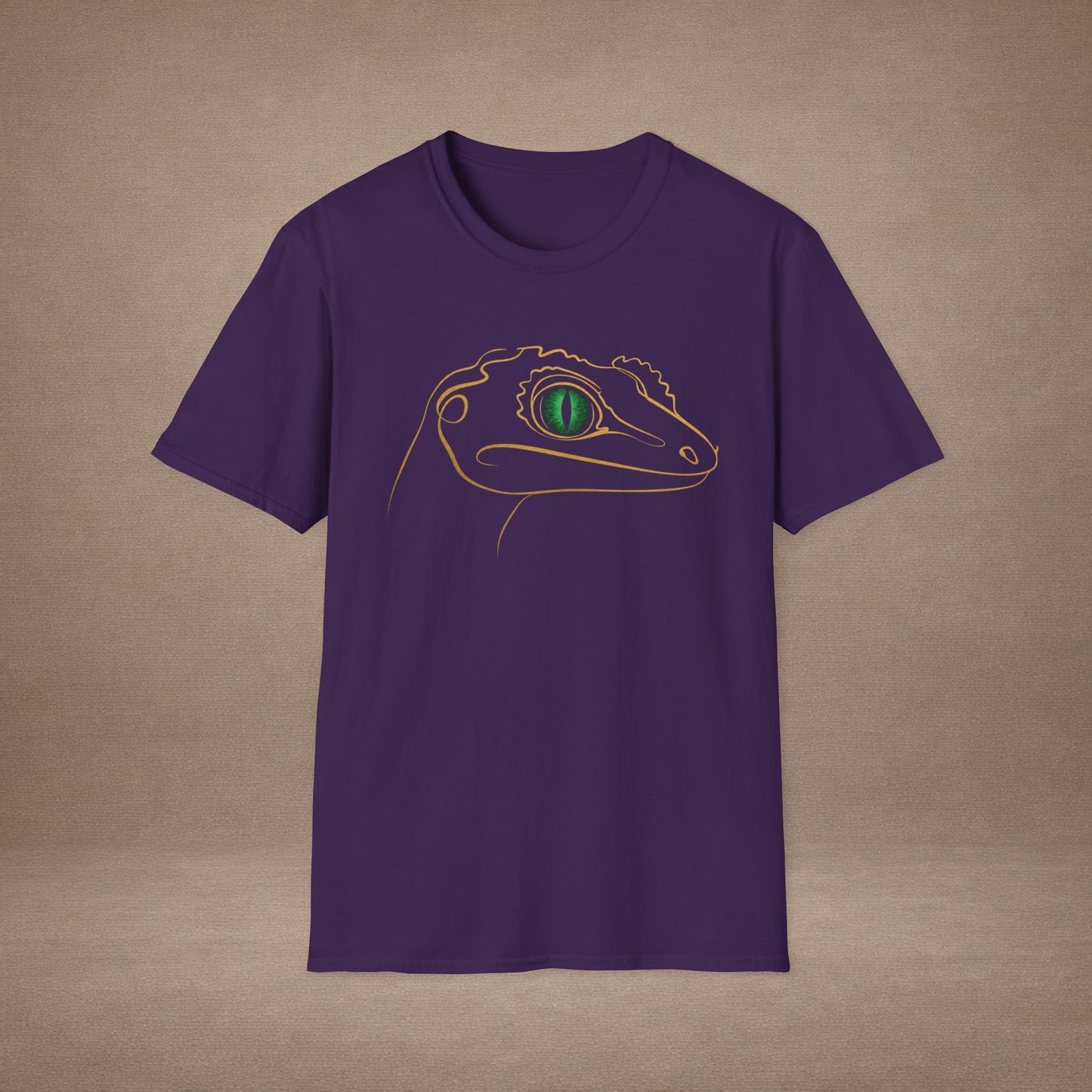 Emerald Gecko single-line art with emerald green gem eye — Gold Gecko Co. Line & Gold collection (Dark)