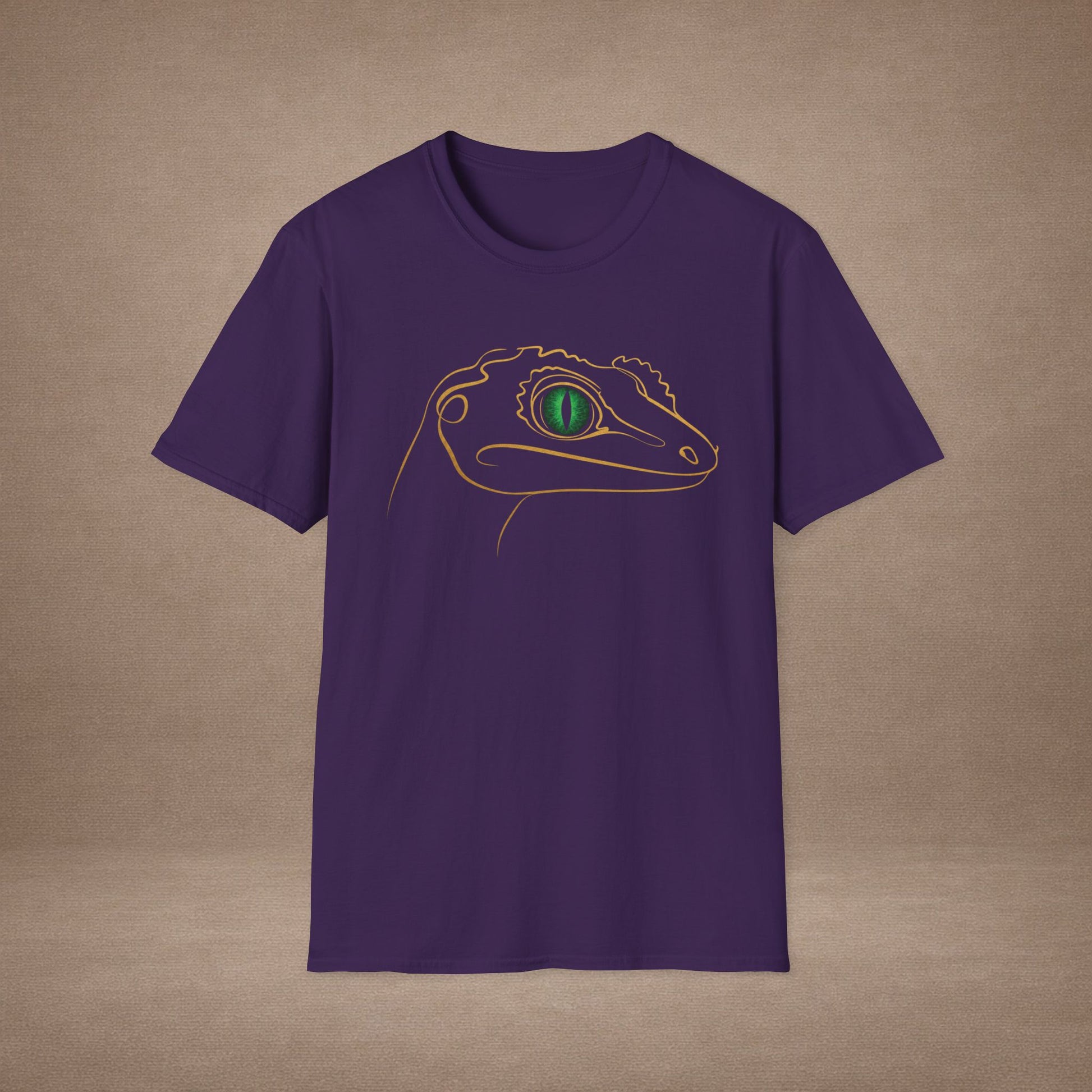 Emerald Gecko single-line art with emerald green gem eye — Gold Gecko Co. Line & Gold collection (Dark)