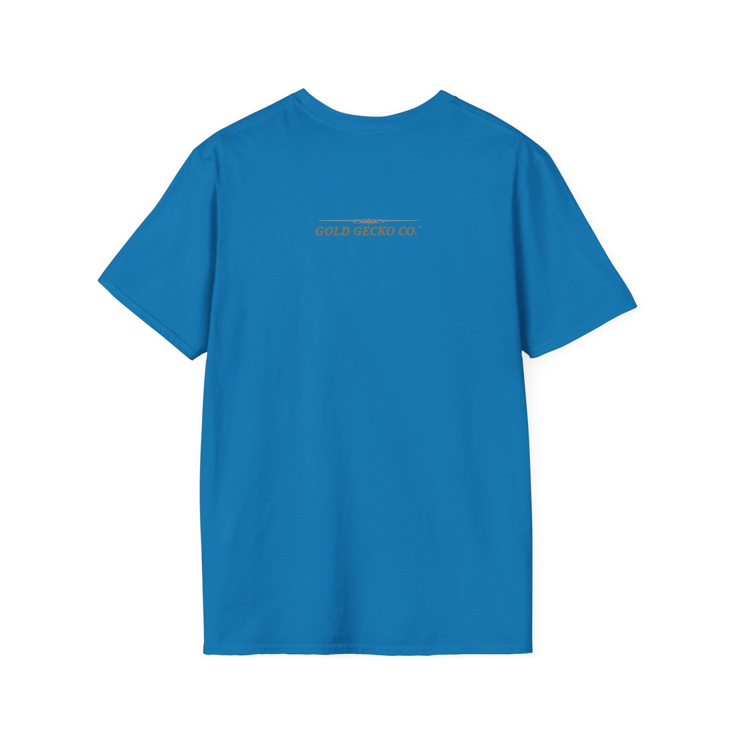 Turquoise Chameleon single-line art with turquoise gem eye — Gold Gecko Co. Line & Gold collection (Dark)