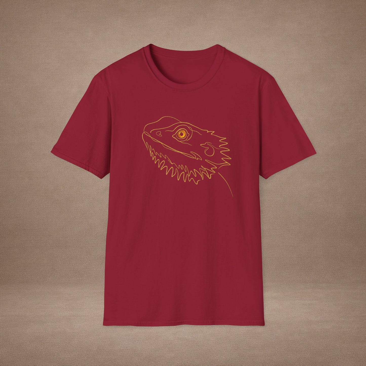 Amber Bearded Dragon single-line art with amber gold gem eye — Gold Gecko Co. Line & Gold collection (Dark)