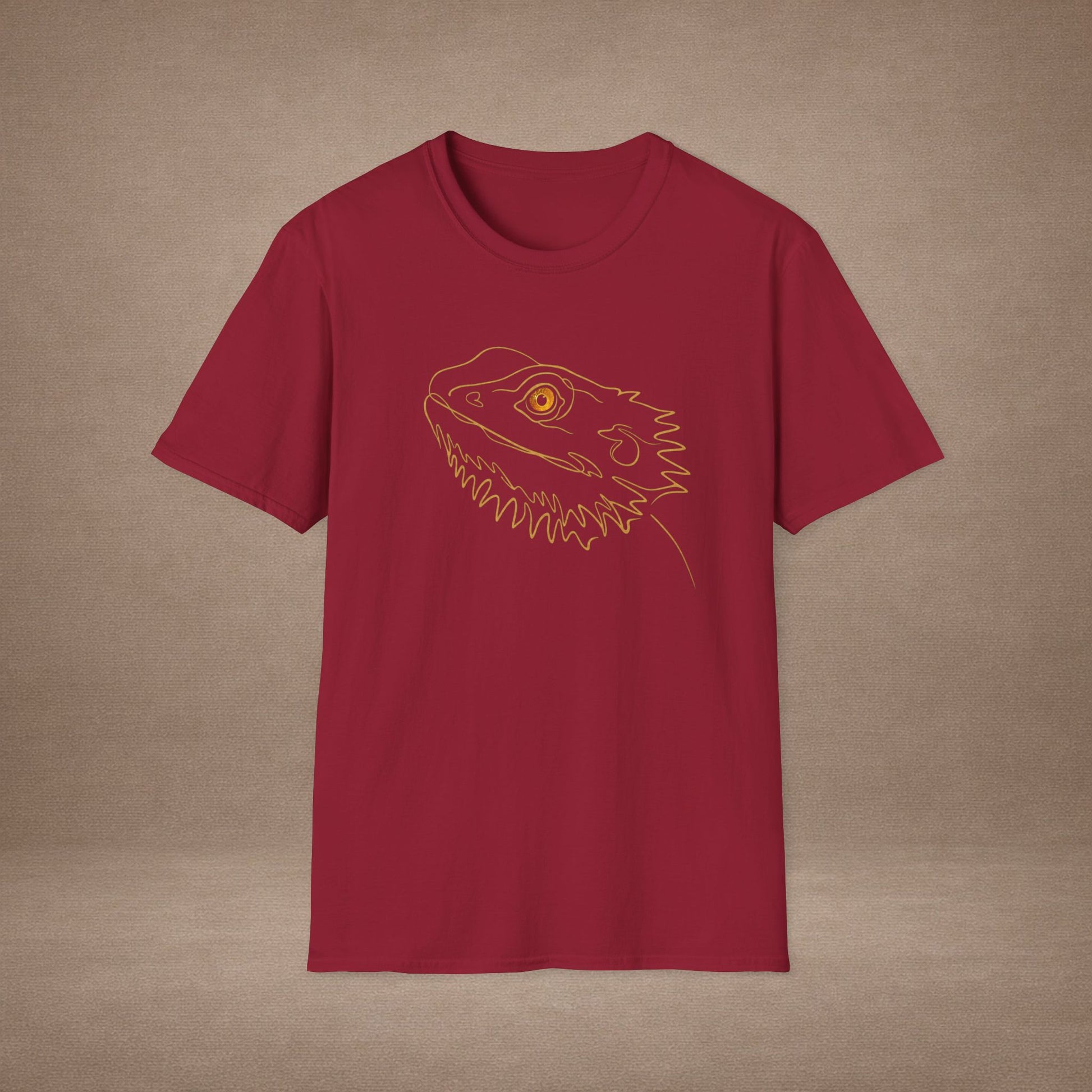 Amber Bearded Dragon single-line art with amber gold gem eye — Gold Gecko Co. Line & Gold collection (Dark)