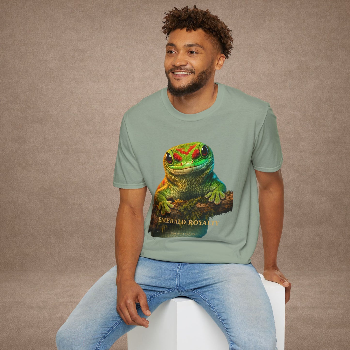 Day Gecko — Emerald Royalty — photoreal reptile portraits — the ultimate herp appreciation. Gold Gecko Co. Reptile Roll Call collection.