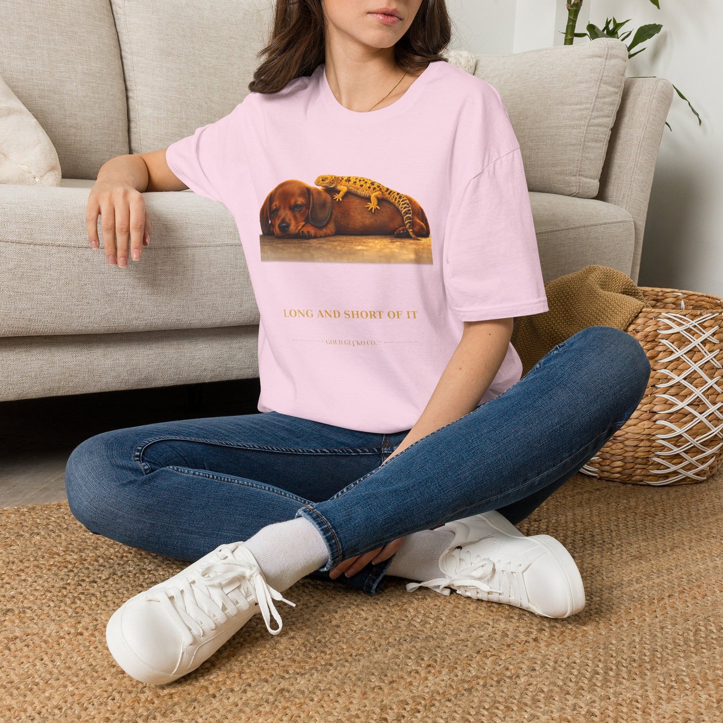 Dachshund — Long And Short Of It — cinematic photoreal portraits of beloved dog breeds paired w. Gold Gecko Co. Puppies & Geckos collection.