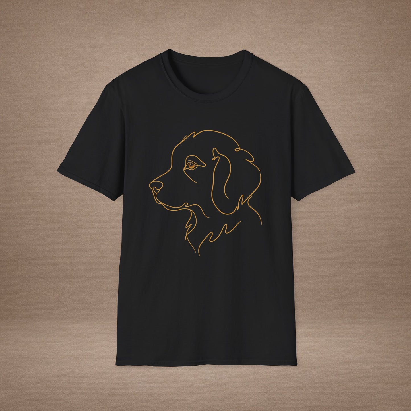 Topaz Golden Retriever single-line art with topaz gold gem eye — Gold Gecko Co. Line & Gold collection (Dark)