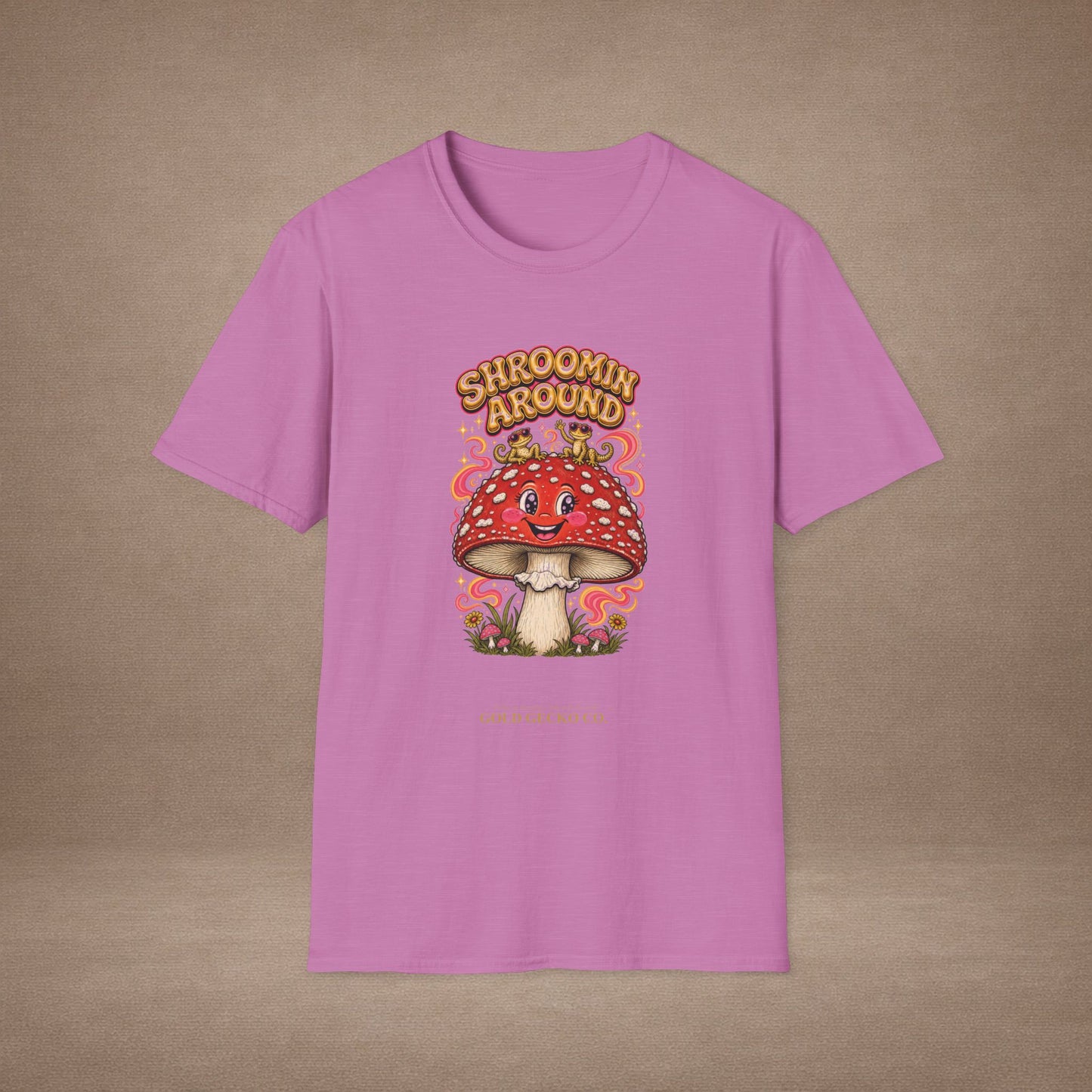 Shroomin' Around cottagecore mushroom & gecko t-shirt — Gold Gecko Co.