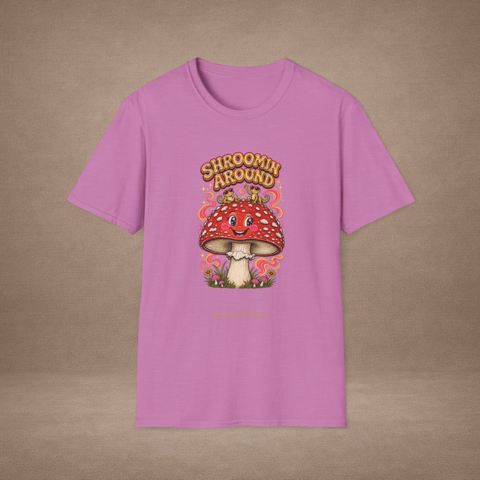 Shroomin' Around cottagecore mushroom & gecko t-shirt — Gold Gecko Co.