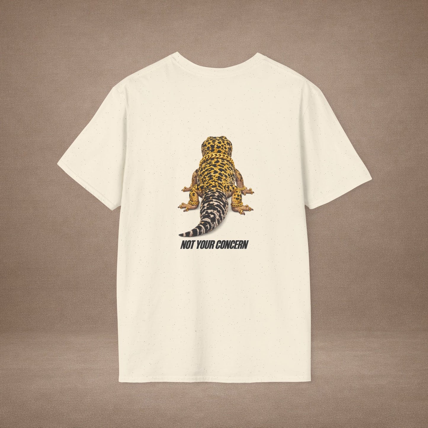 DESIGN #4- bl - Not Your Concern — Leopard Gecko Tee black lettering