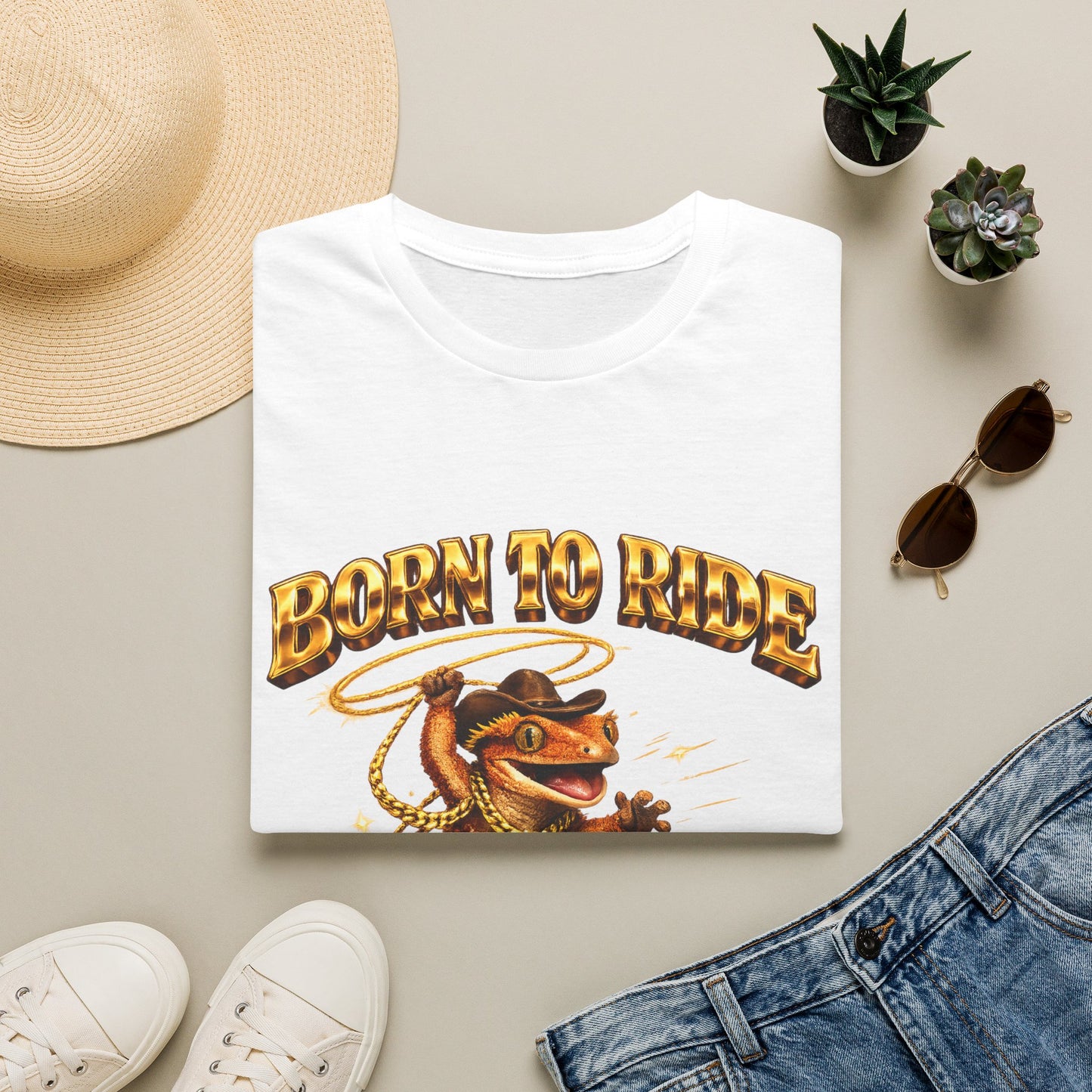 DESIGN #09-35 Born to Ride — Rodeo Gecko Tee (Front & Back)