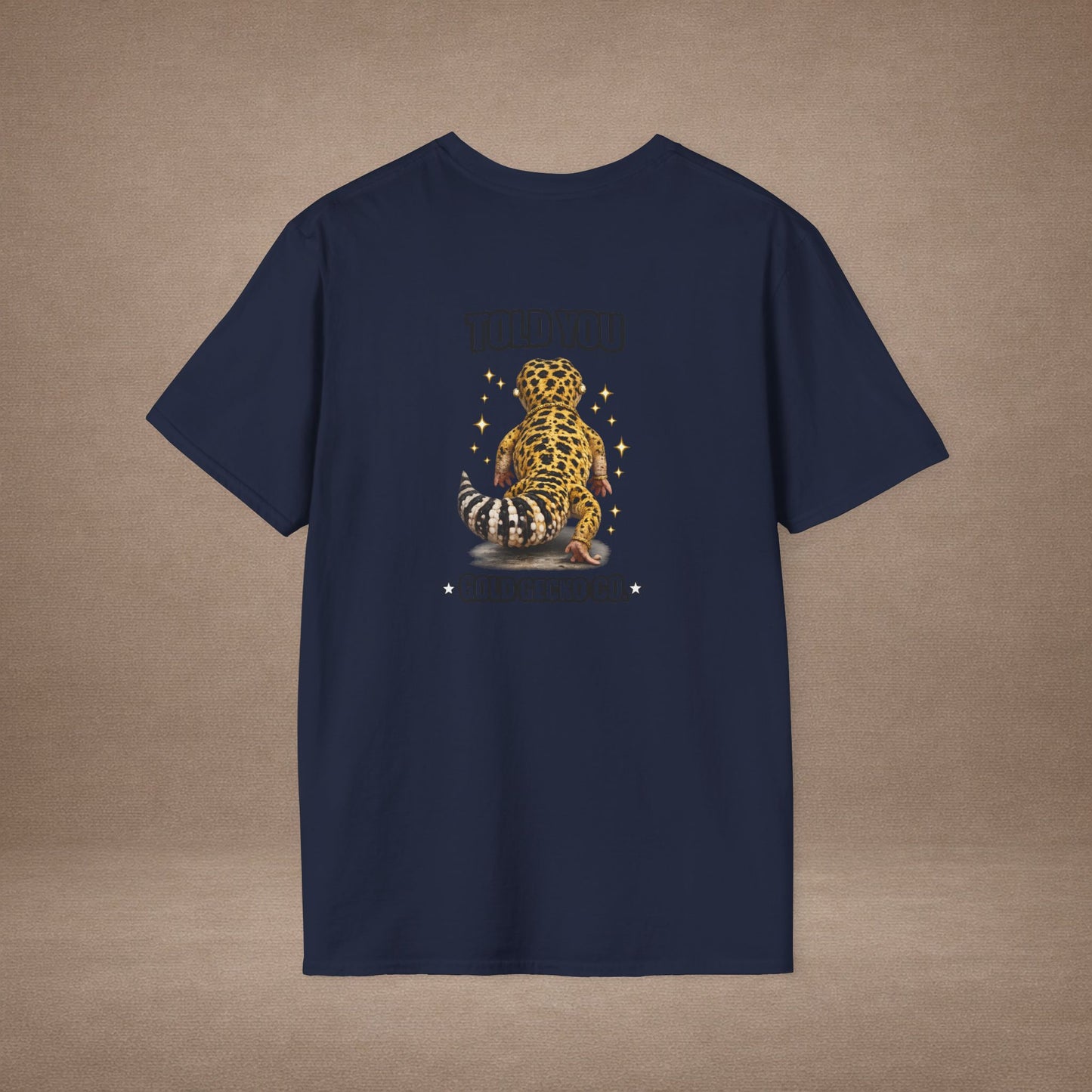 DESIGN #21 Wait For It… — Lounging Leopard Gecko Tee (Front & Back)