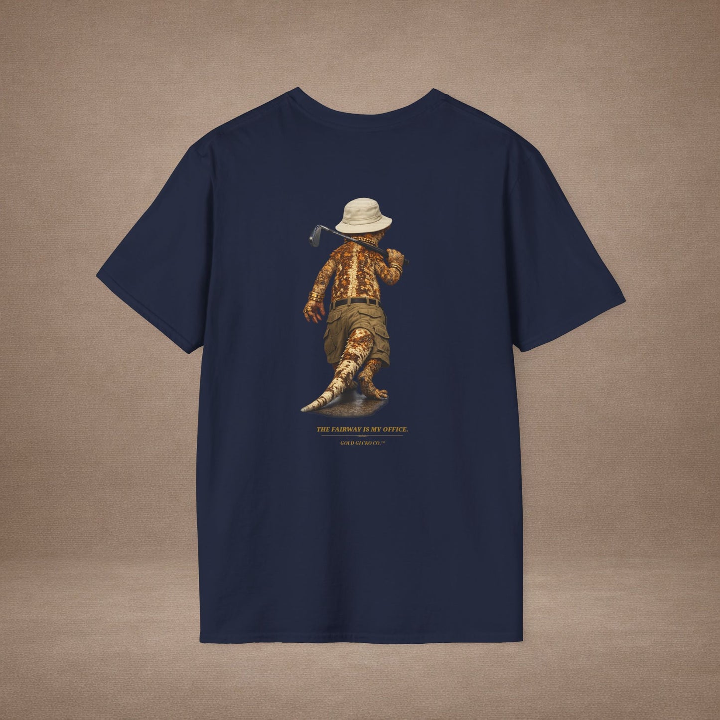 DESIGN #03-2-1 - Golf Dad (Crested - Golf Hat, Tan Shorts, Club, Grass)