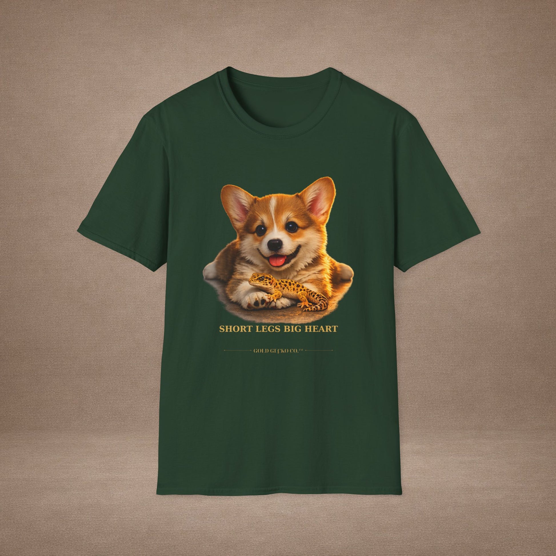 Corgi — Short Legs Big Heart — cinematic photoreal portraits of beloved dog breeds paired w. Gold Gecko Co. Puppies & Geckos collection.