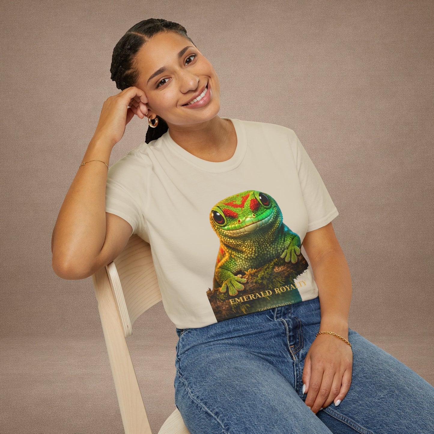 Day Gecko — Emerald Royalty — photoreal reptile portraits — the ultimate herp appreciation. Gold Gecko Co. Reptile Roll Call collection.