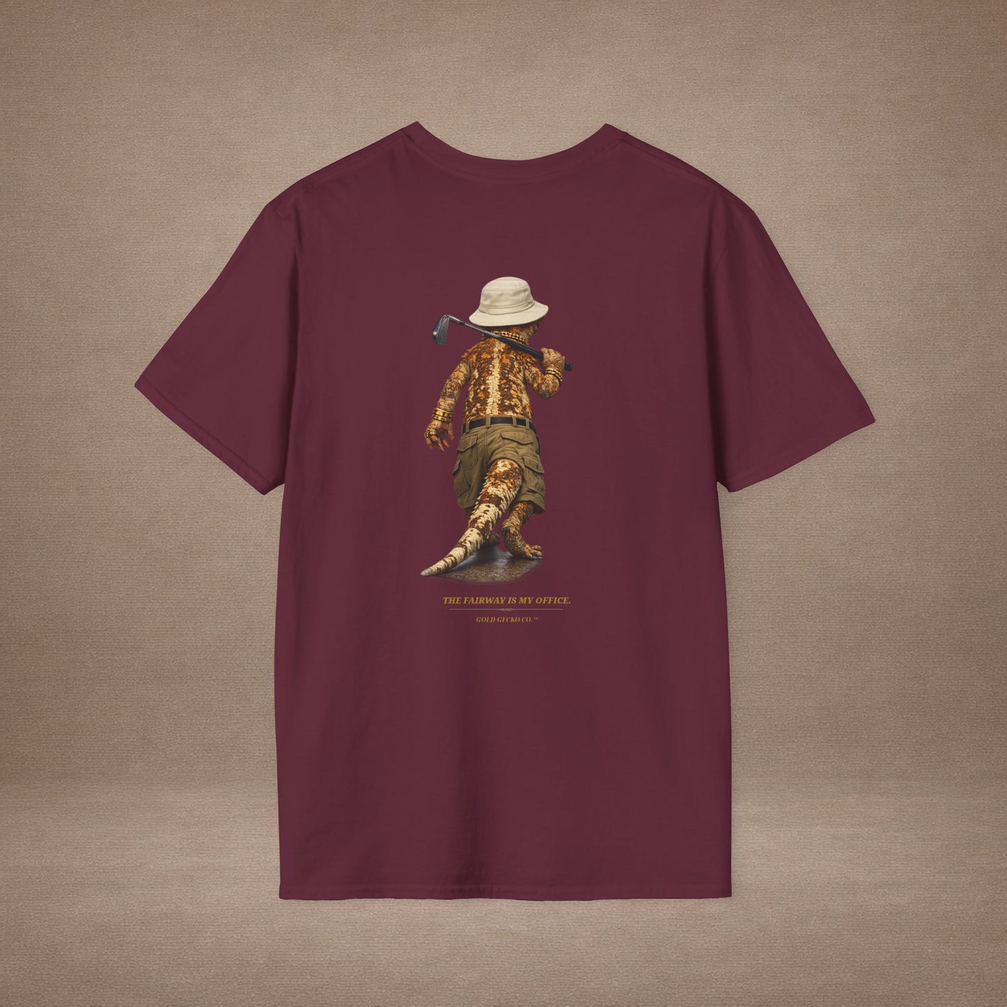 DESIGN #03-2-1 - Golf Dad (Crested - Golf Hat, Tan Shorts, Club, Grass)