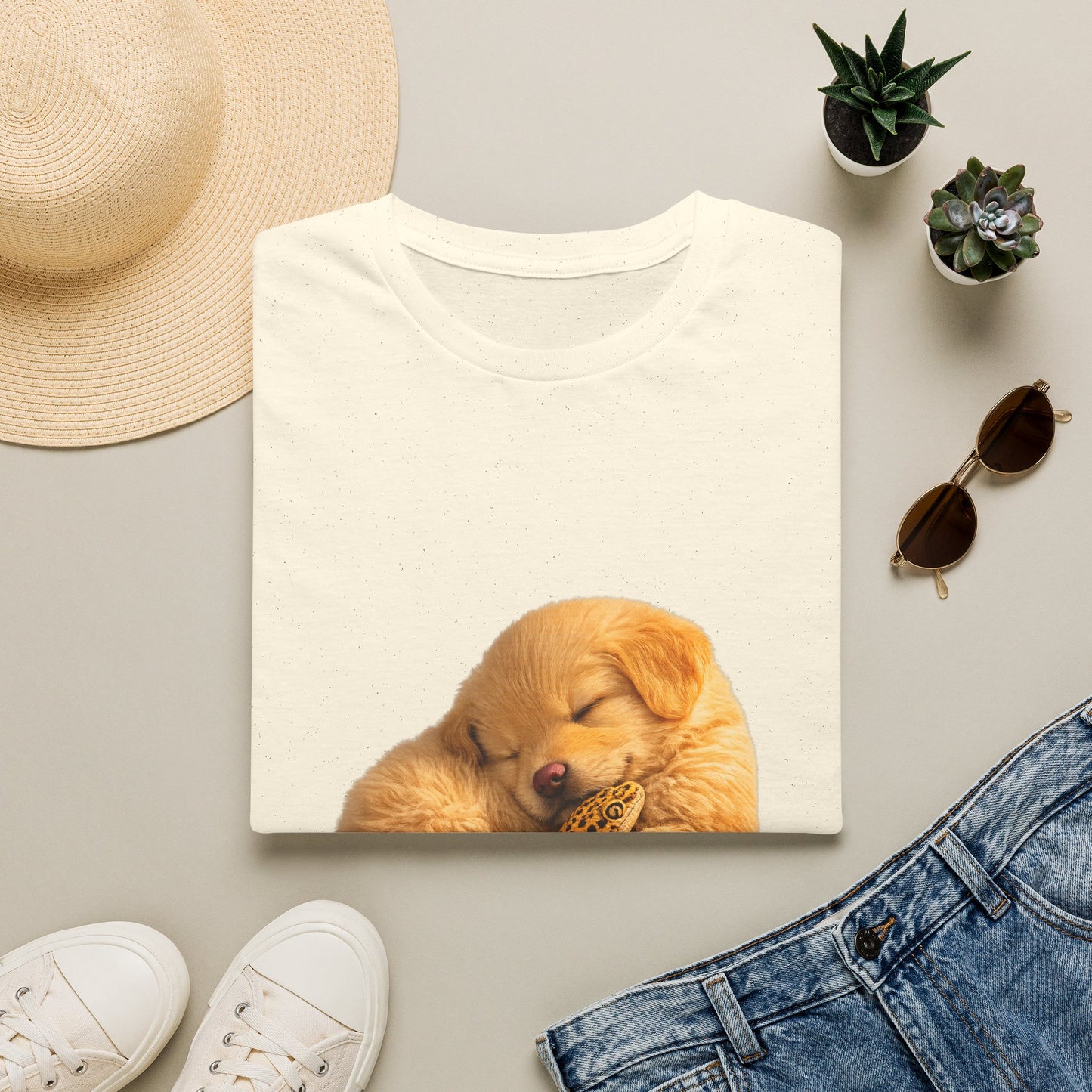 Golden Retriever — Nap Buddies — cinematic photoreal portraits of beloved dog breeds paired w. Gold Gecko Co. Puppies & Geckos collection.