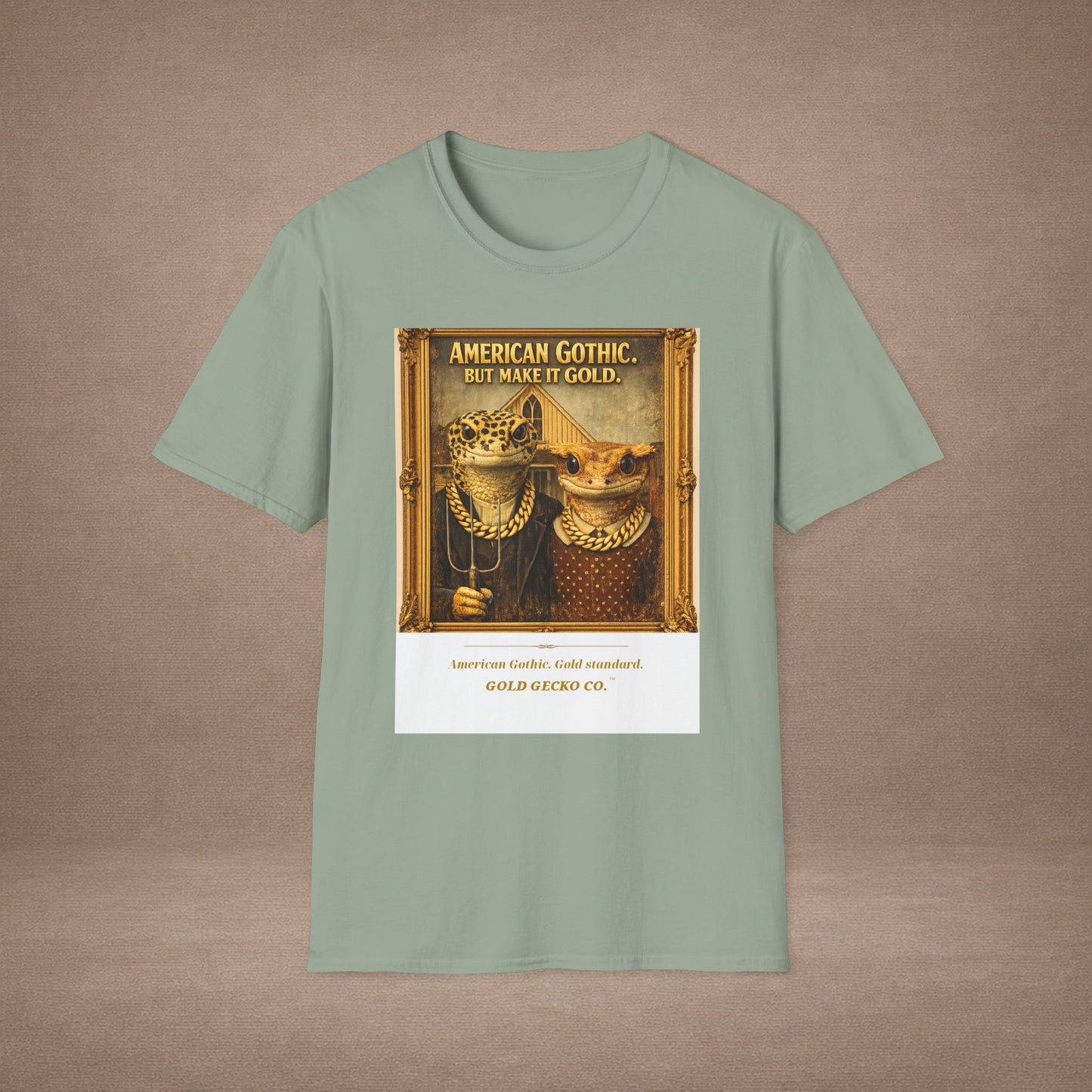 Design #col19-2 American Gothic Gecko — Fine Art Tee