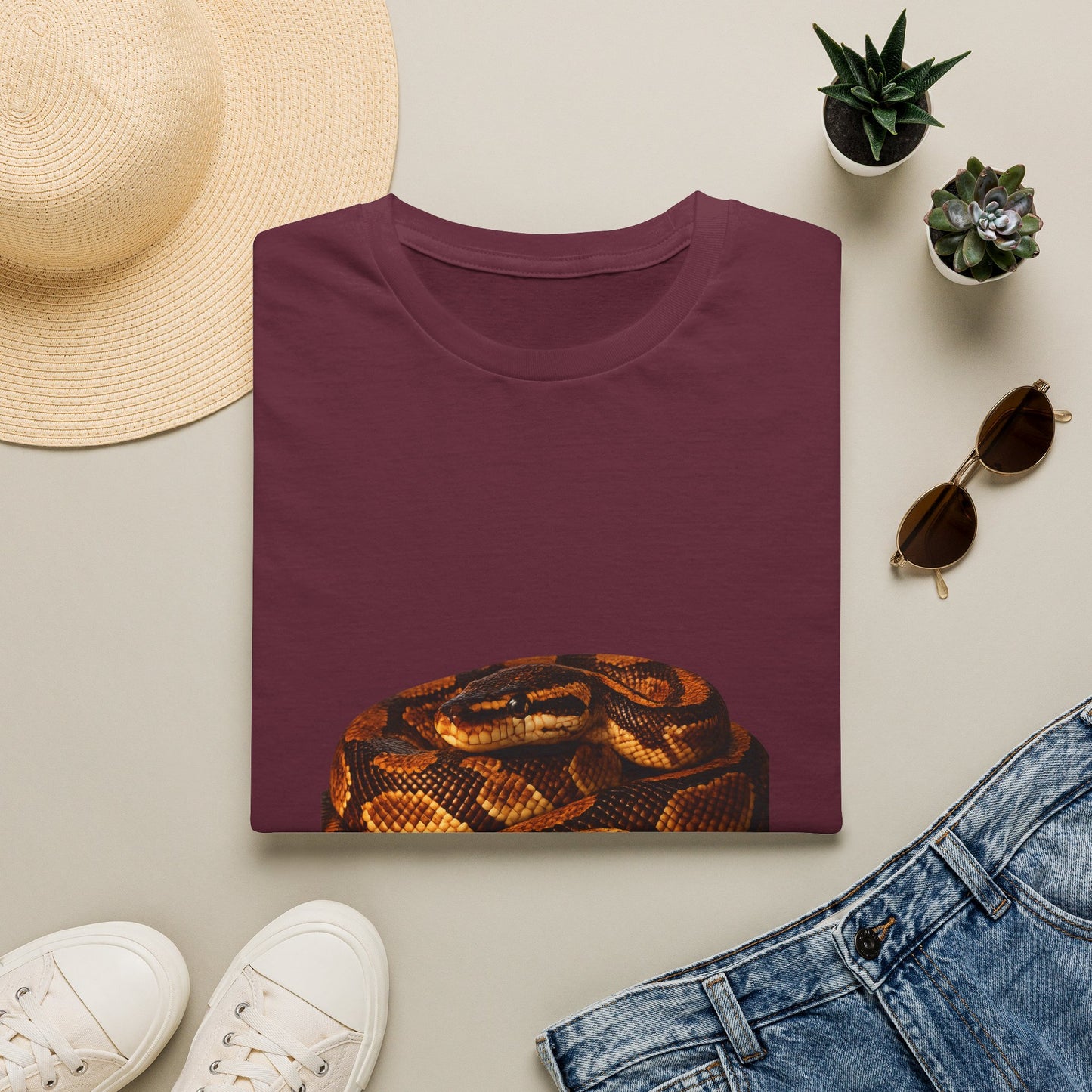 Ball Python — Coiled And Chill — photoreal reptile portraits — the ultimate herp appreciation. Gold Gecko Co. Reptile Roll Call collection.