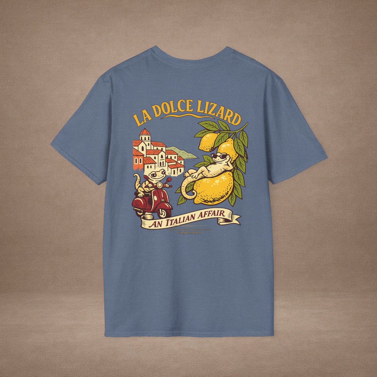 La Dolce Lizard Amalfi lemons Italian graphic t-shirt — Gold Gecko Co.