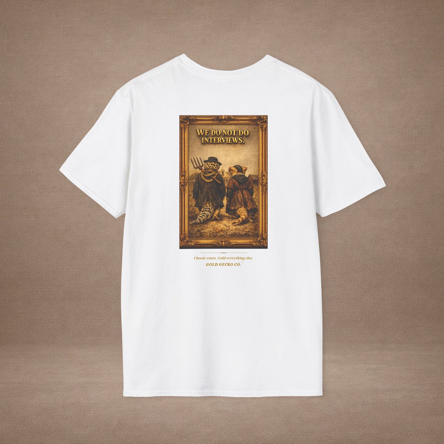 Design #col19-2 American Gothic Gecko — Fine Art Tee