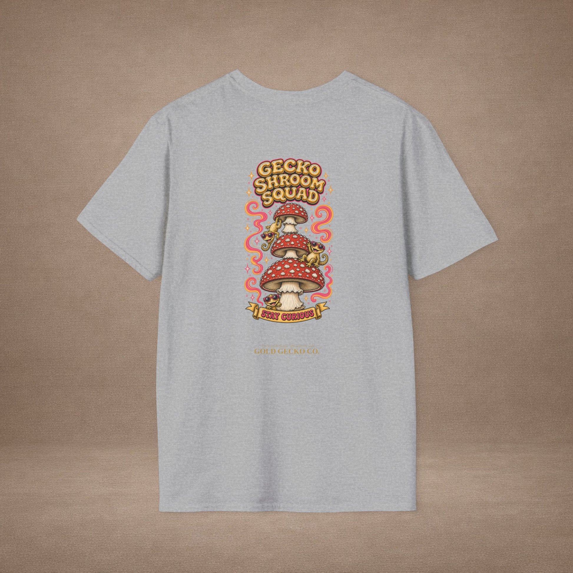 Shroomin' Around cottagecore mushroom & gecko t-shirt — Gold Gecko Co.