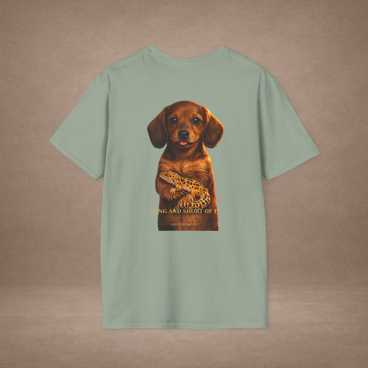 Dachshund — Long And Short Of It — cinematic photoreal portraits of beloved dog breeds paired w. Gold Gecko Co. Puppies & Geckos collection.