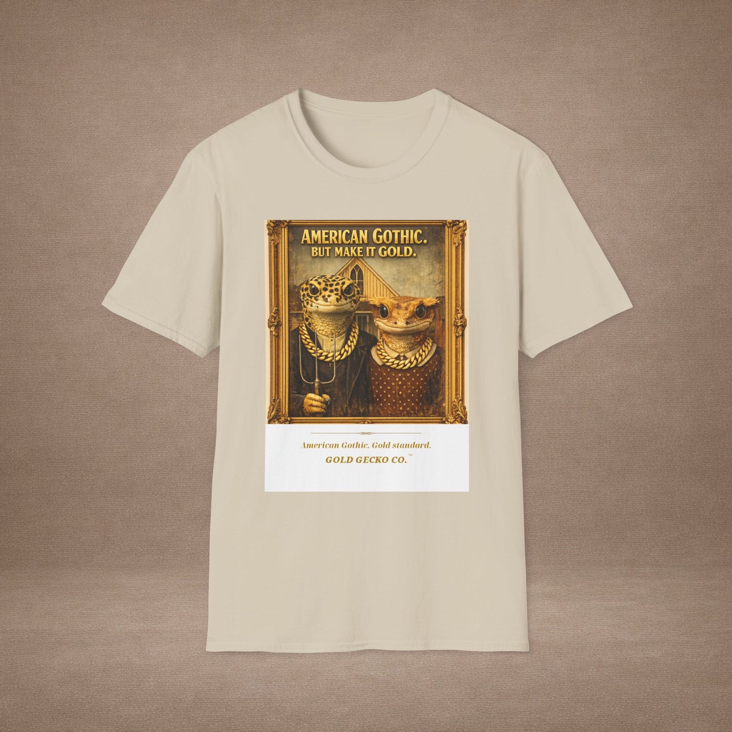 Design #col19-2 American Gothic Gecko — Fine Art Tee