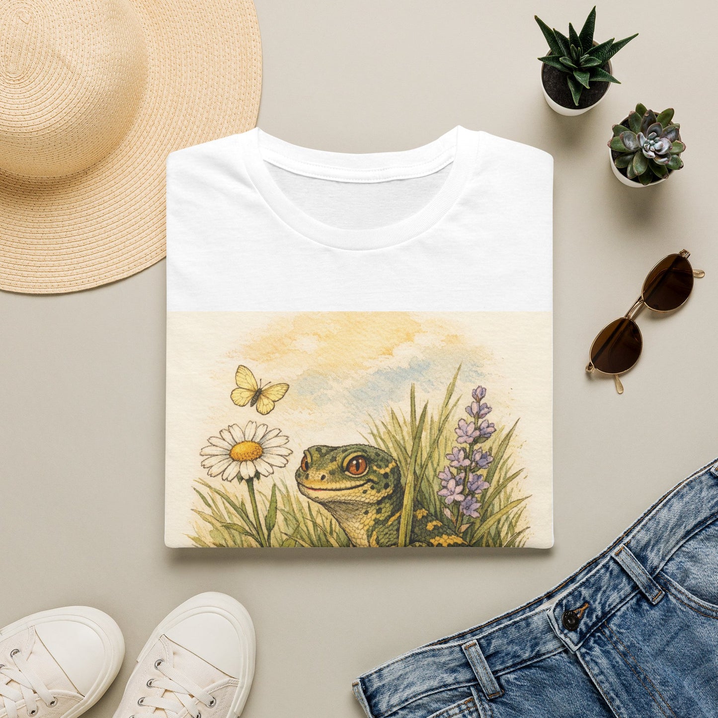 Field of Wildflowers cottagecore gecko t-shirt · Garden Gecko · Gold Gecko Co.