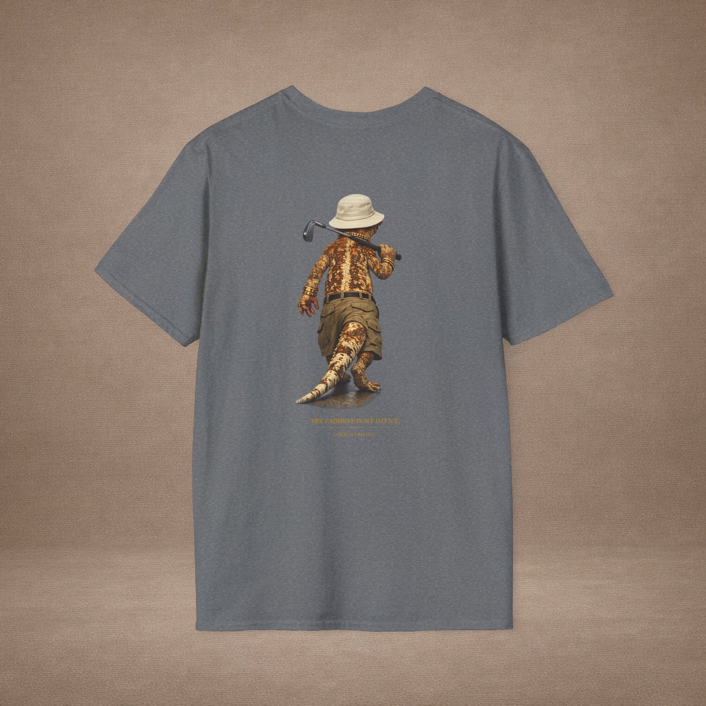 DESIGN #03-2-1 - Golf Dad (Crested - Golf Hat, Tan Shorts, Club, Grass)