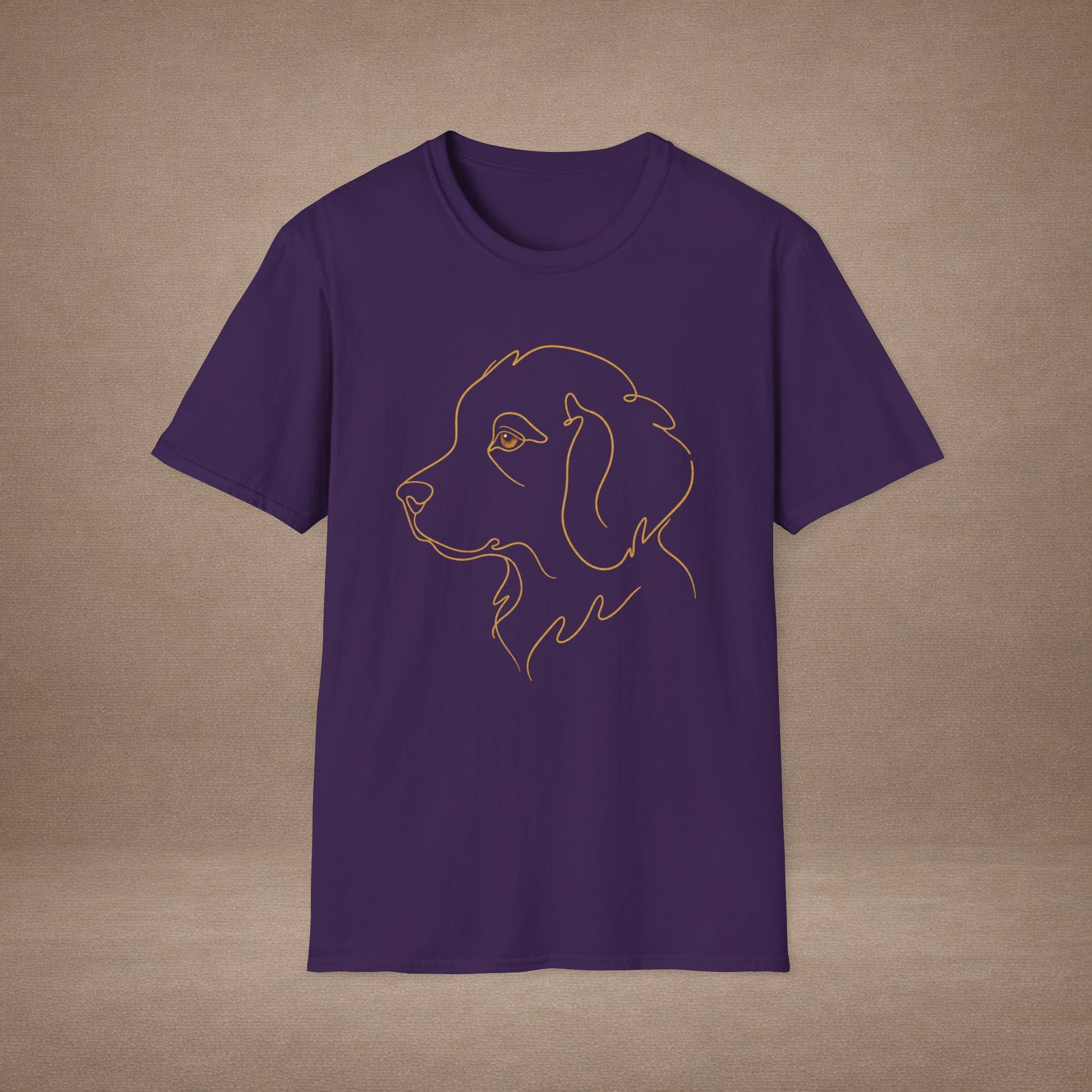 Topaz Golden Retriever single-line art with topaz gold gem eye — Gold Gecko Co. Line & Gold collection (Dark)
