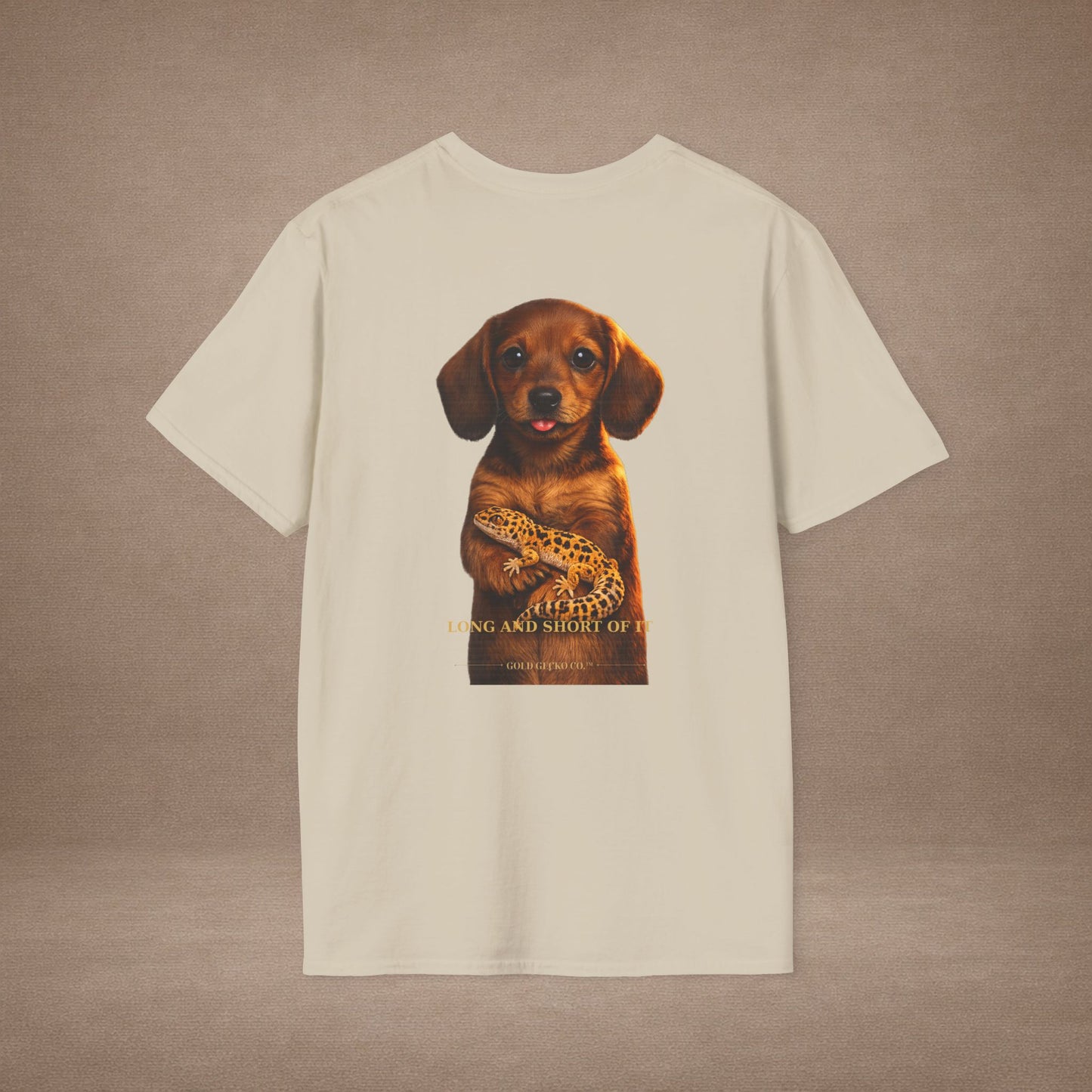 Dachshund — Long And Short Of It — cinematic photoreal portraits of beloved dog breeds paired w. Gold Gecko Co. Puppies & Geckos collection.