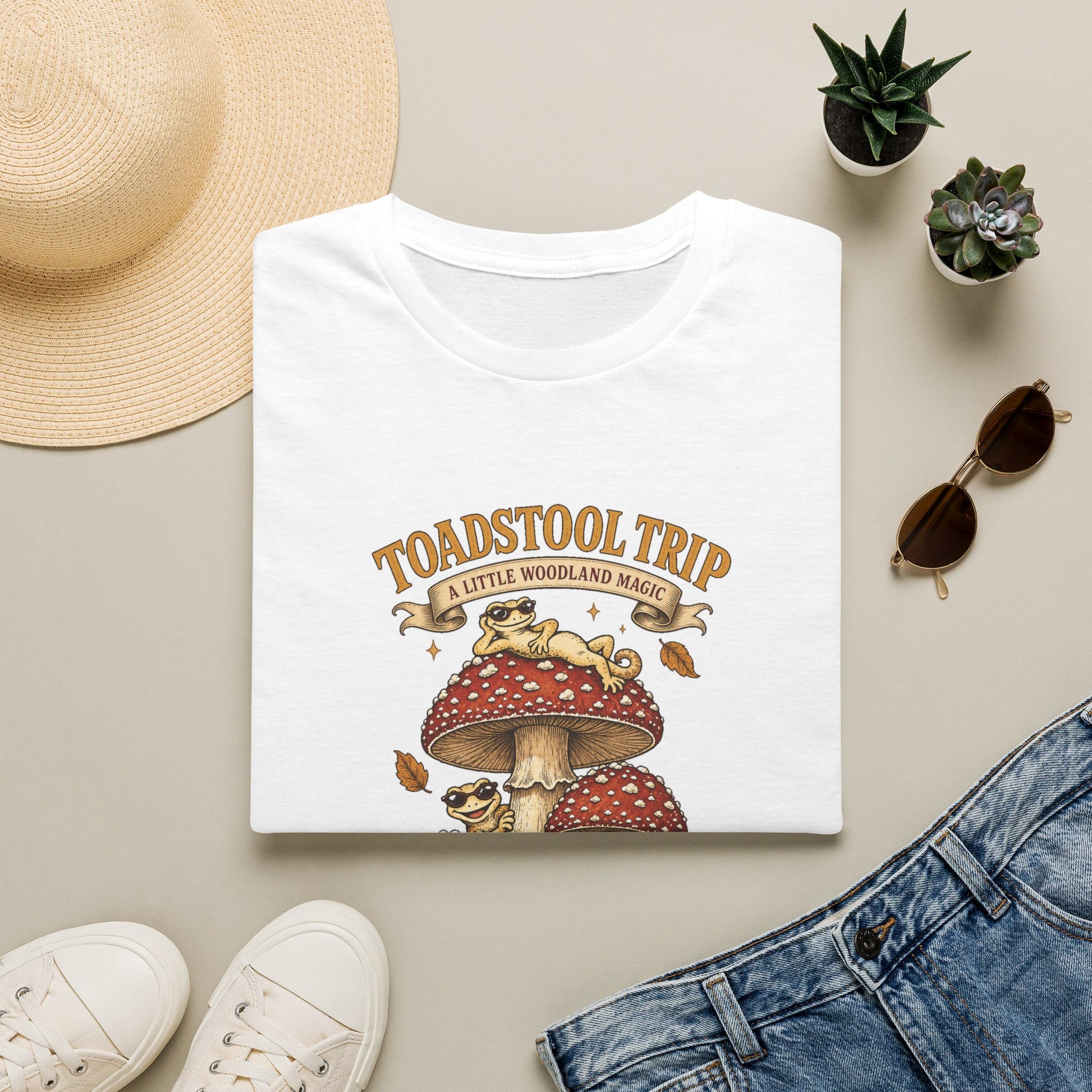 Toadstool Trip cottagecore mushroom & gecko t-shirt — Gold Gecko Co.